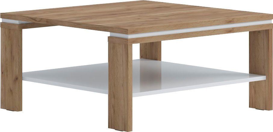 OTTO home Couchtisch Stela (H/B/T): 44,6/90/88cm), mit Ablageboden UV-lackiert weiß Hochglanz