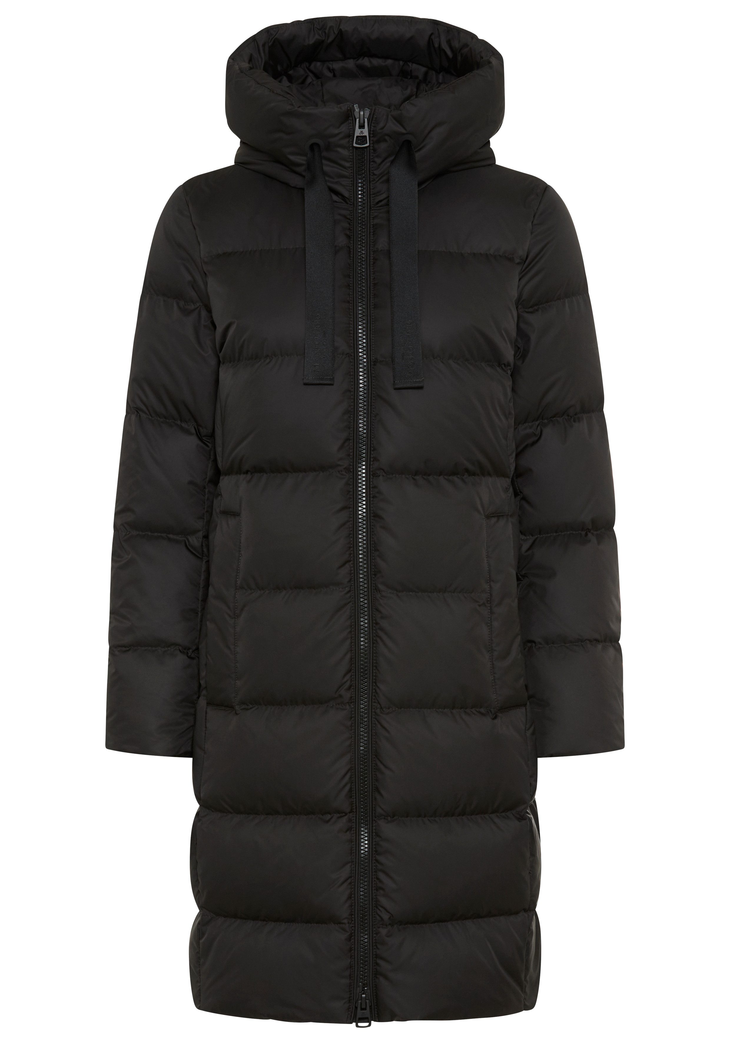 Marc O'Polo Daunenmantel mit 2-Way-Zipper, großer Kapuze und Label-Band