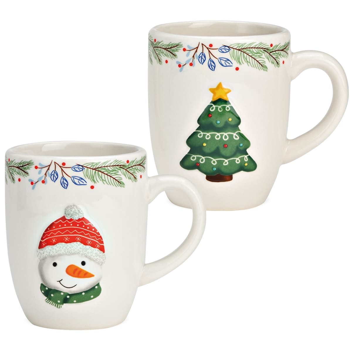 Tasse Weihnachtliches Keramik Tassen 2er Set bunt 8 cm, 300 ml