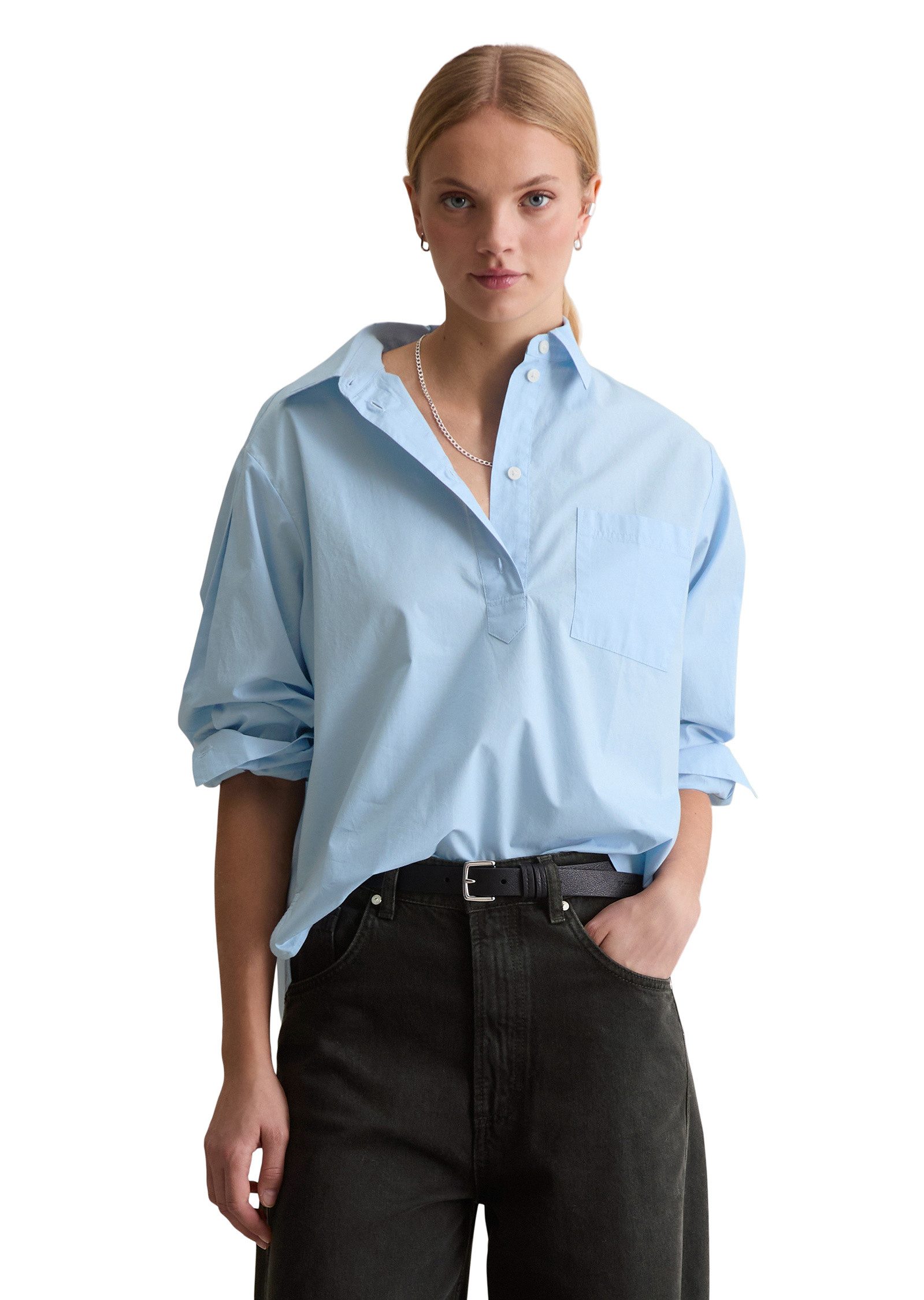 Marc O'Polo DENIM Langarmbluse aus softem Popeline