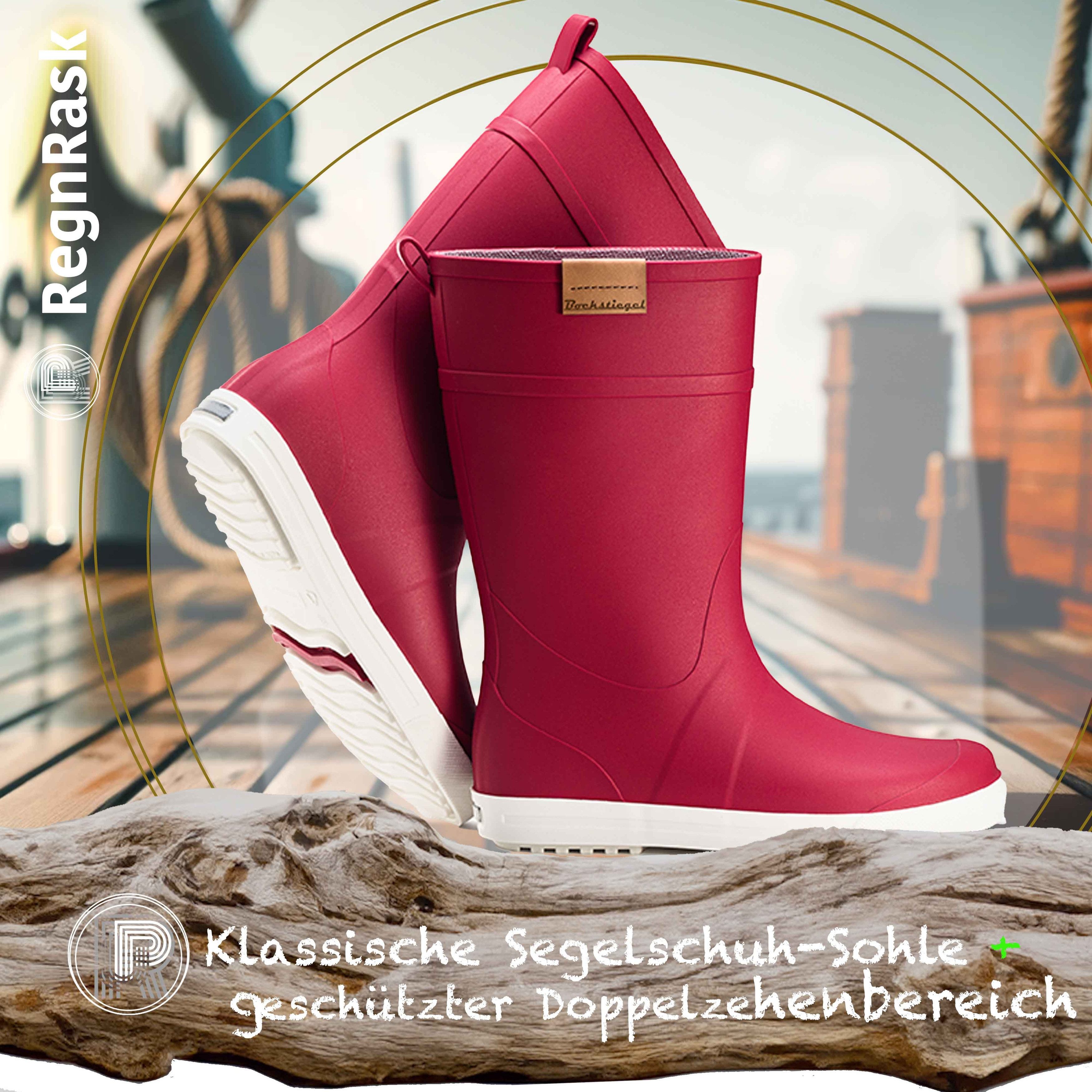 Ultrapower REGNRASK Damen Regenboots Kontrastsohle 36 Rot-Weiß Gummistiefel Gartenstiefel Matschstiefel Festivalstiefel
