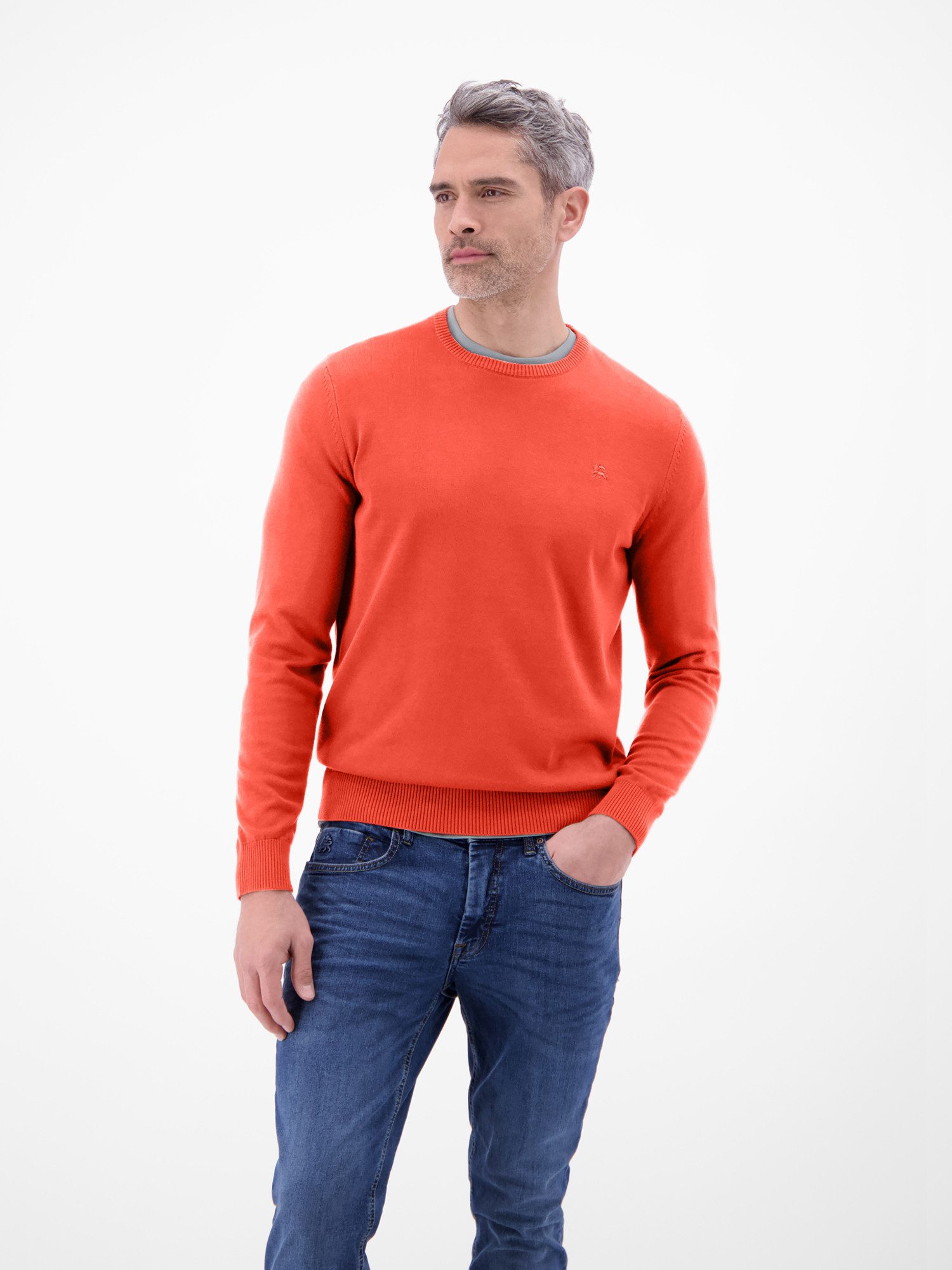 LERROS Strickpullover Herren Strickpullover aus Baumwolle mit Crewneck Ausschnitt Weicher Strick-Pullover, Rundhalsausschnitt, lange Ärmel, pflegeleicht
