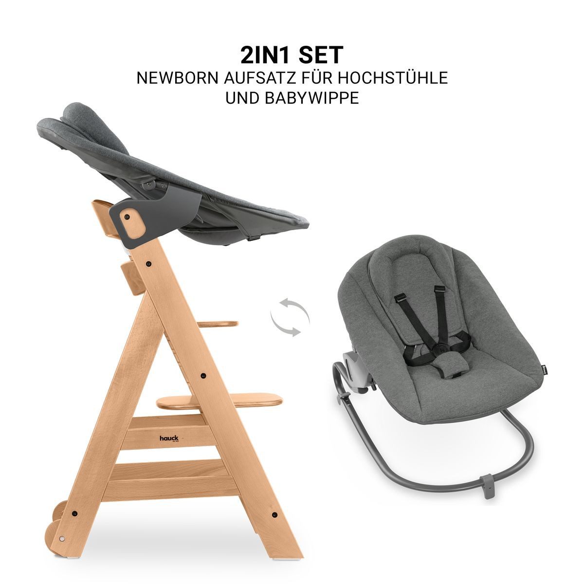 Hauck Hochstuhl Beta Plus Natural - Newborn Set, Babystuhl ab Geburt inkl. Aufsatz für Neugeborene, Tisch, Sitzauflage – Bild 5 von 5