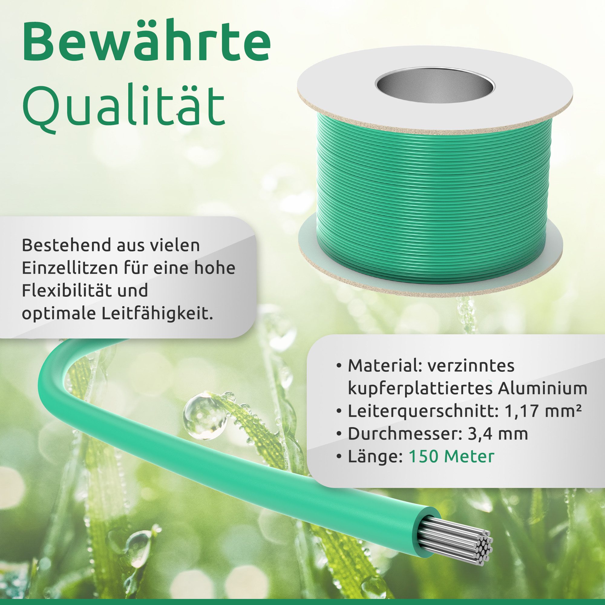 ECENCE Begrenzungs-Kabel Mähroboter kompatibel Husqvarna Begrenzungskabel, (15000 cm)