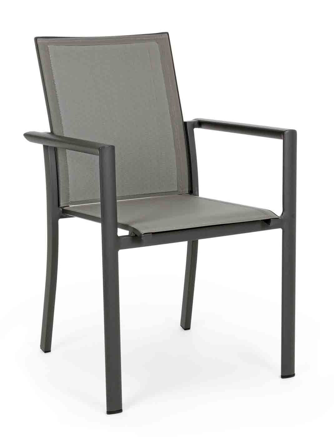 Feeling4Home Gartenstuhl Konnor stapelbar mit Armlehne, Anthrazit, Der Stuhl ist stapelbar