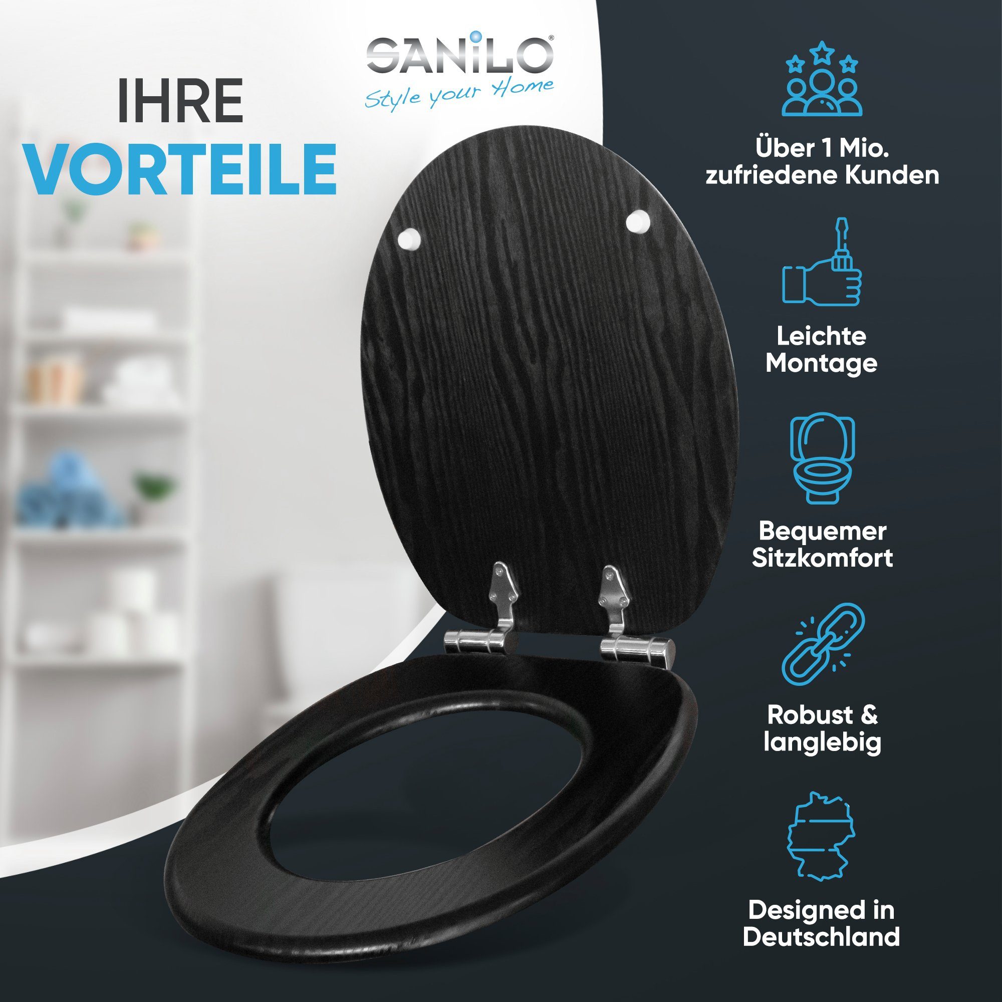 Sanilo WC-Sitz Black Wood, mit Absenkautomatik, günstig online kaufen