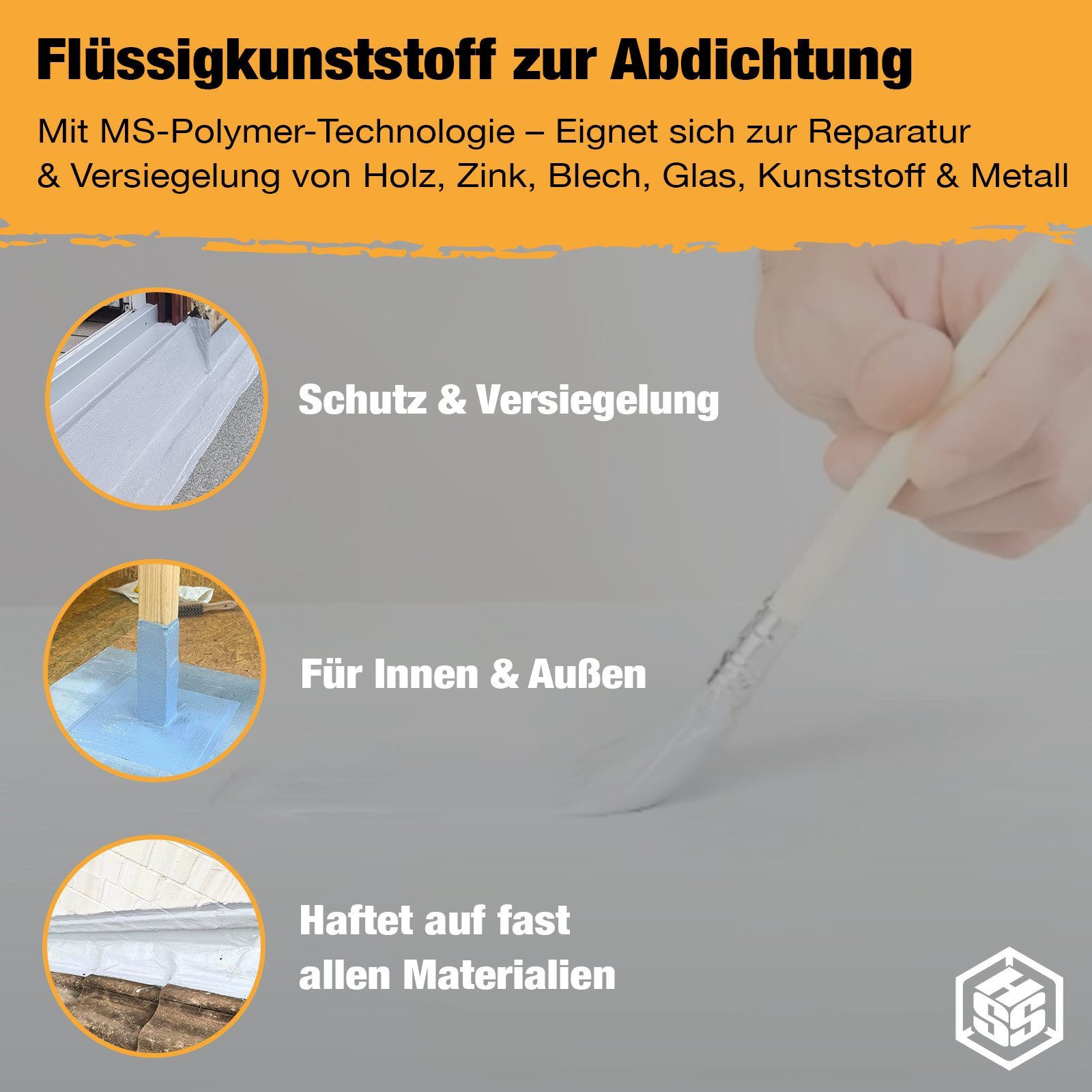 Hanse Syntec Systems Dichtstoff HSS Flüssigkunststoff, geeignet für alle Untergründe außer Silikon, frischen Bitumen/Asphalt