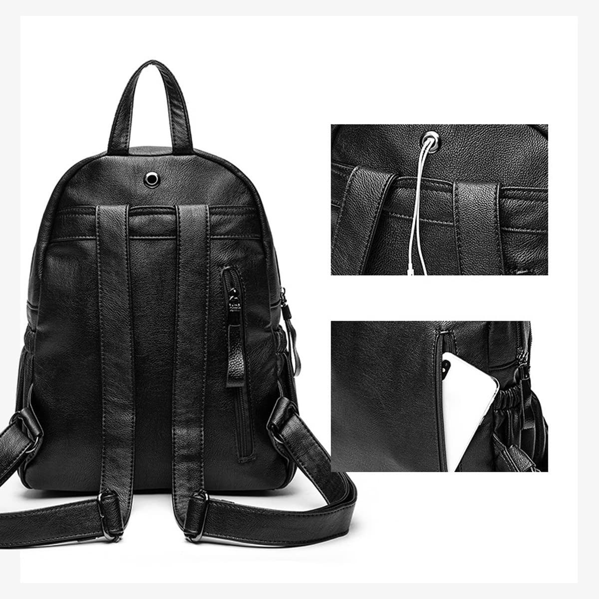 MOPUEA Rucksack Rucksack aus echtem Leder Damen modisch wasserdicht große kapazität (Damen Rucksack Leder Umhängetasche, Multifunktionaler Damen Rucksack, für A – Bild 5 von 5