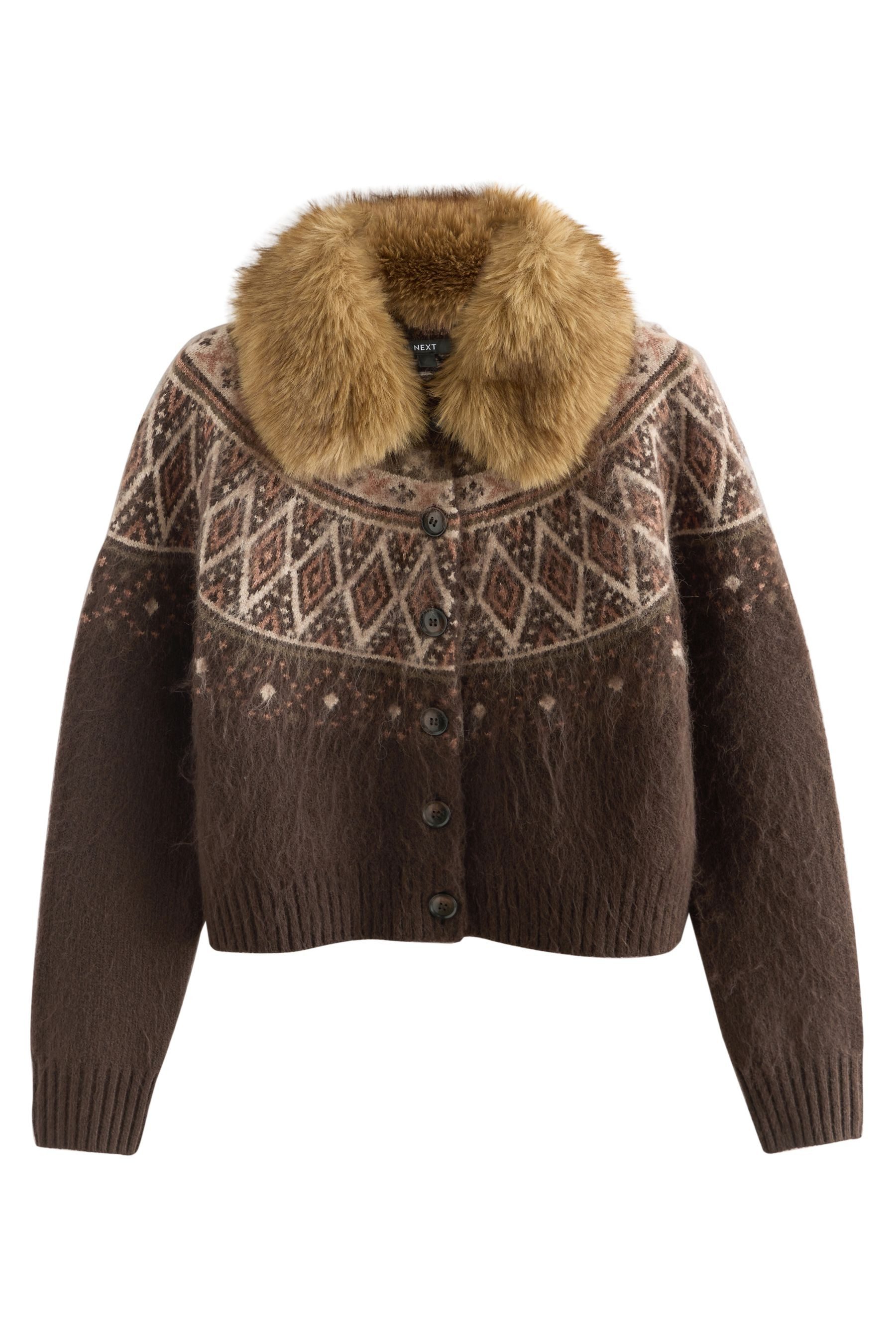 Next Strickjacke Strickjacke mit Kunstfellbesatz (1-tlg) günstig online kaufen