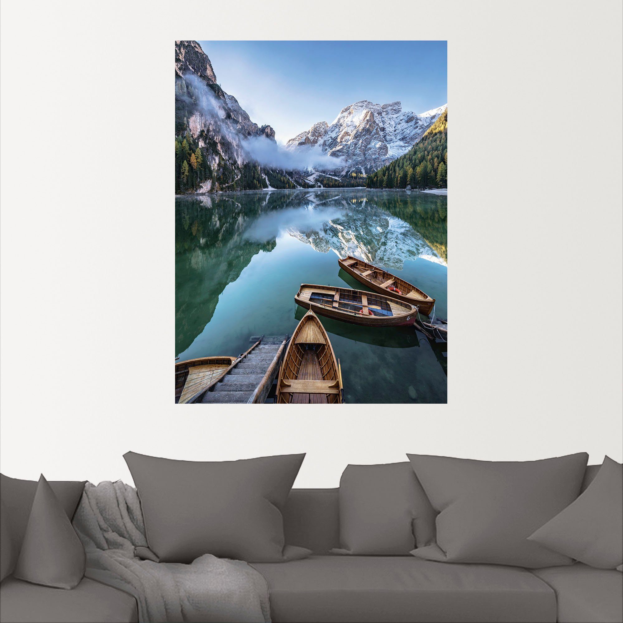 & versch. als St), Artland Bilder Poster (1 von Südtirol, in Wandaufkleber Größen Wildsee Schiffen Alubild, Booten Wandbild Leinwandbild, in oder Pragser