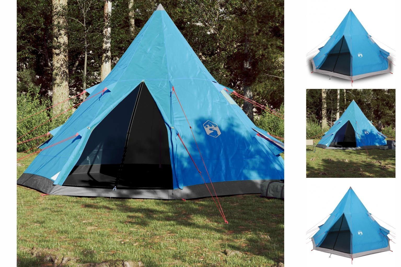 vidaXL Vorzelt Campingzelt 4 Personen Blau 367x367x259 cm 185T Taft