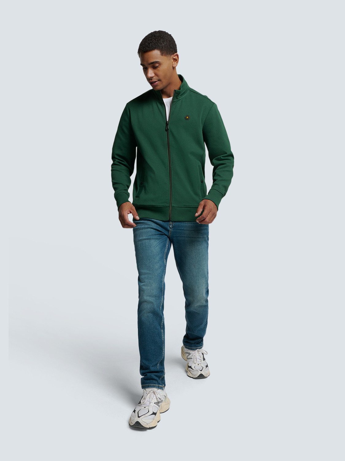 NO EXCESS Sweater No Excess Weste mit Twill-Jacquard und Reißverschluss