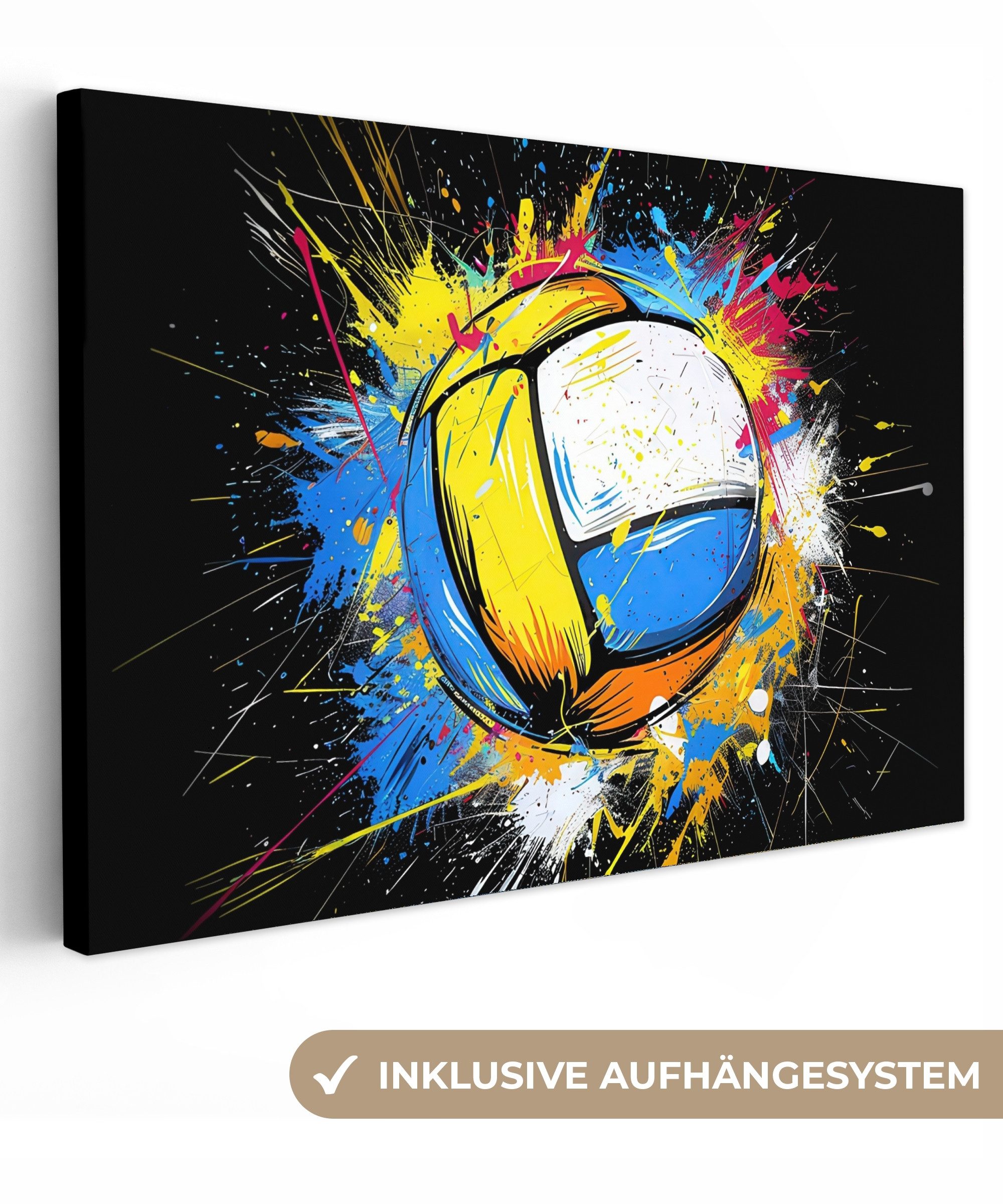 OneMillionCanvasses® Leinwandbild Graffiti - Sport - Volleyball - Ball, Fotodruck (1 St), Leinwand Bilder Klein, Wand Dekoration Aesthetic 30x20 cm