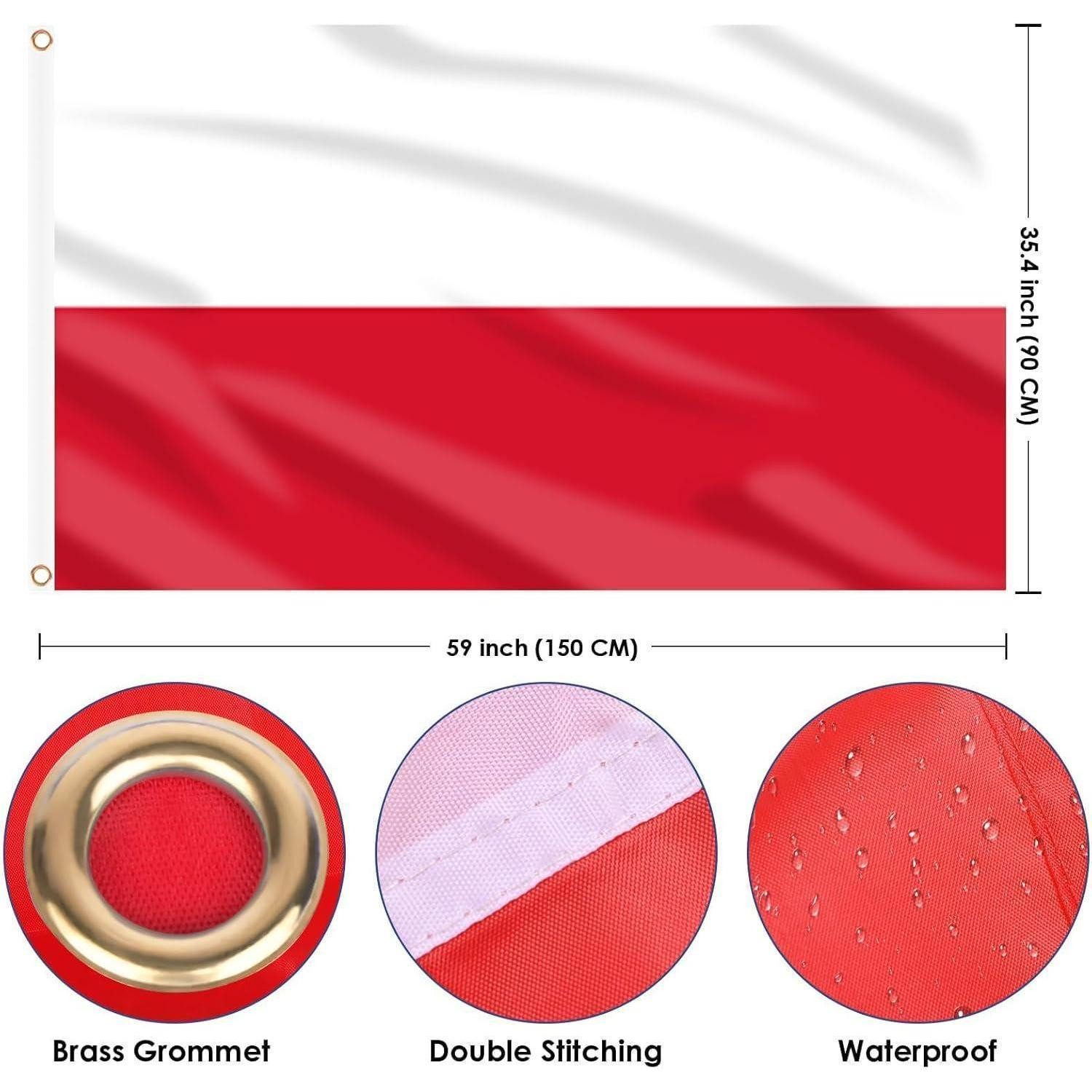 LuxusKollektion Flagge Flagge Polen 90x150 cm Messingösen 2024 2 Stück Polen Flagge
