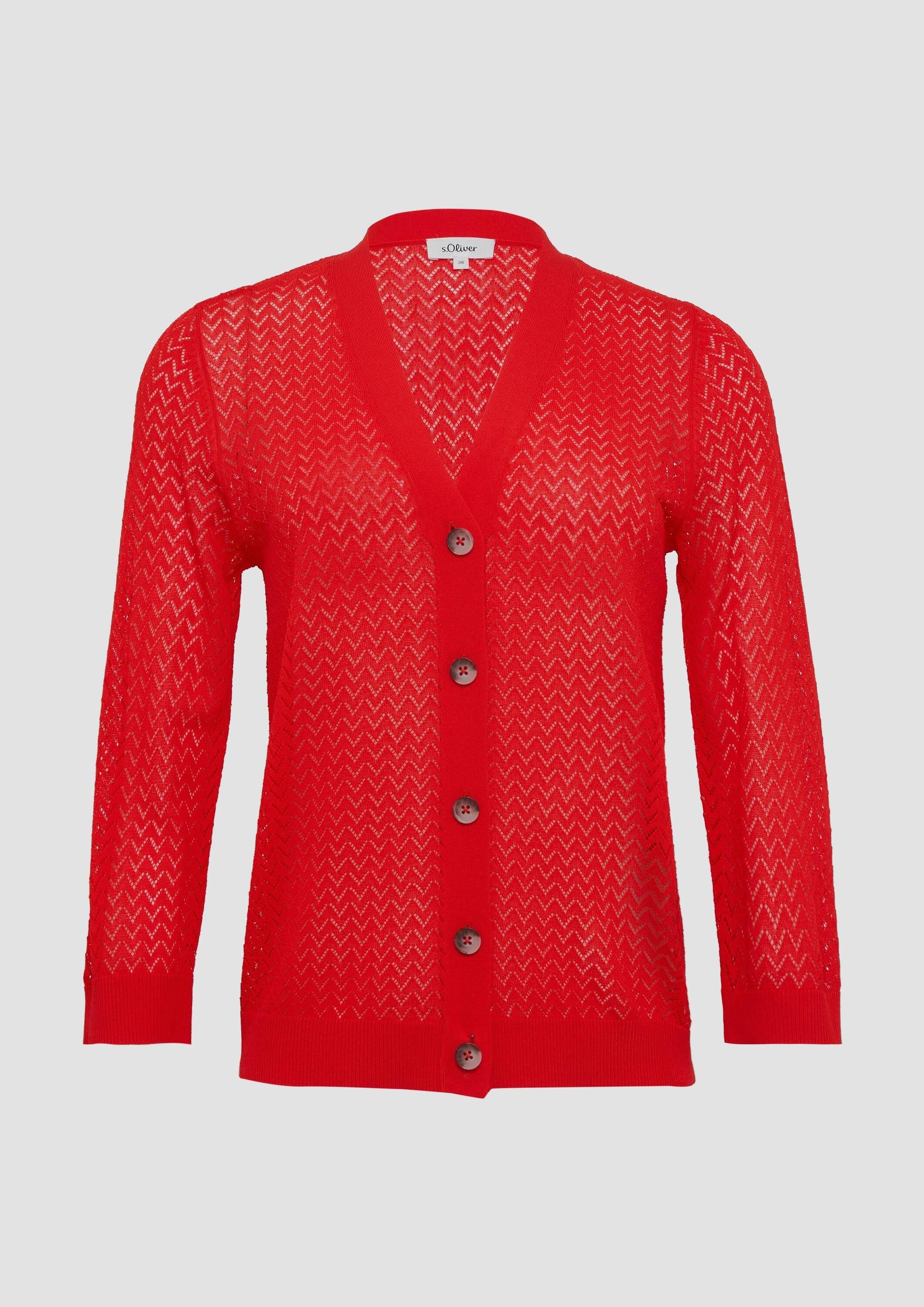 s.Oliver Cardigan Strickjacke Ajour-Strickjacke aus Viskosemix