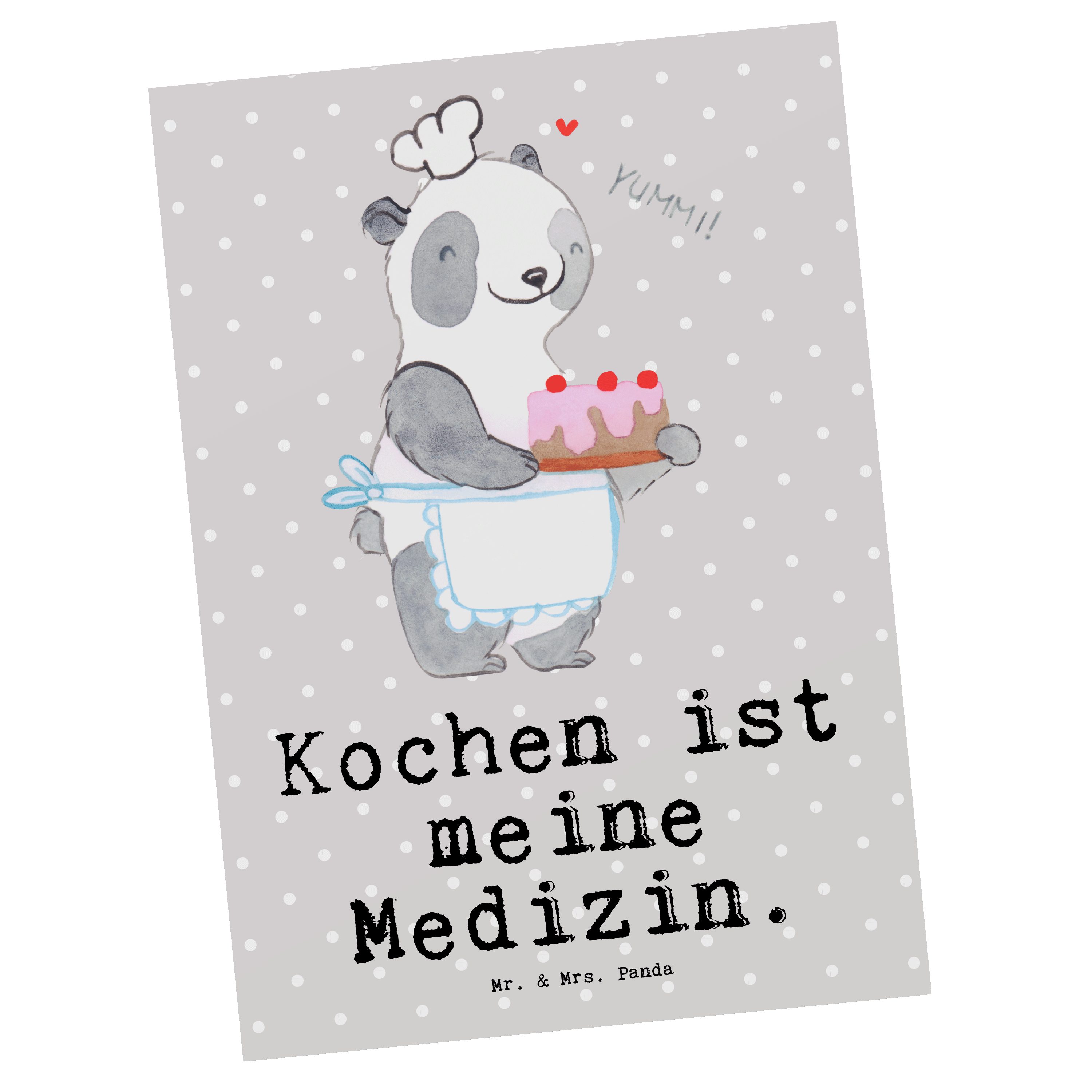 Mr. & Mrs. Pastell Bär Panda Geschenk, Postkarte Grau Karte, Gebur - Medizin Kochen - Hobbykoch