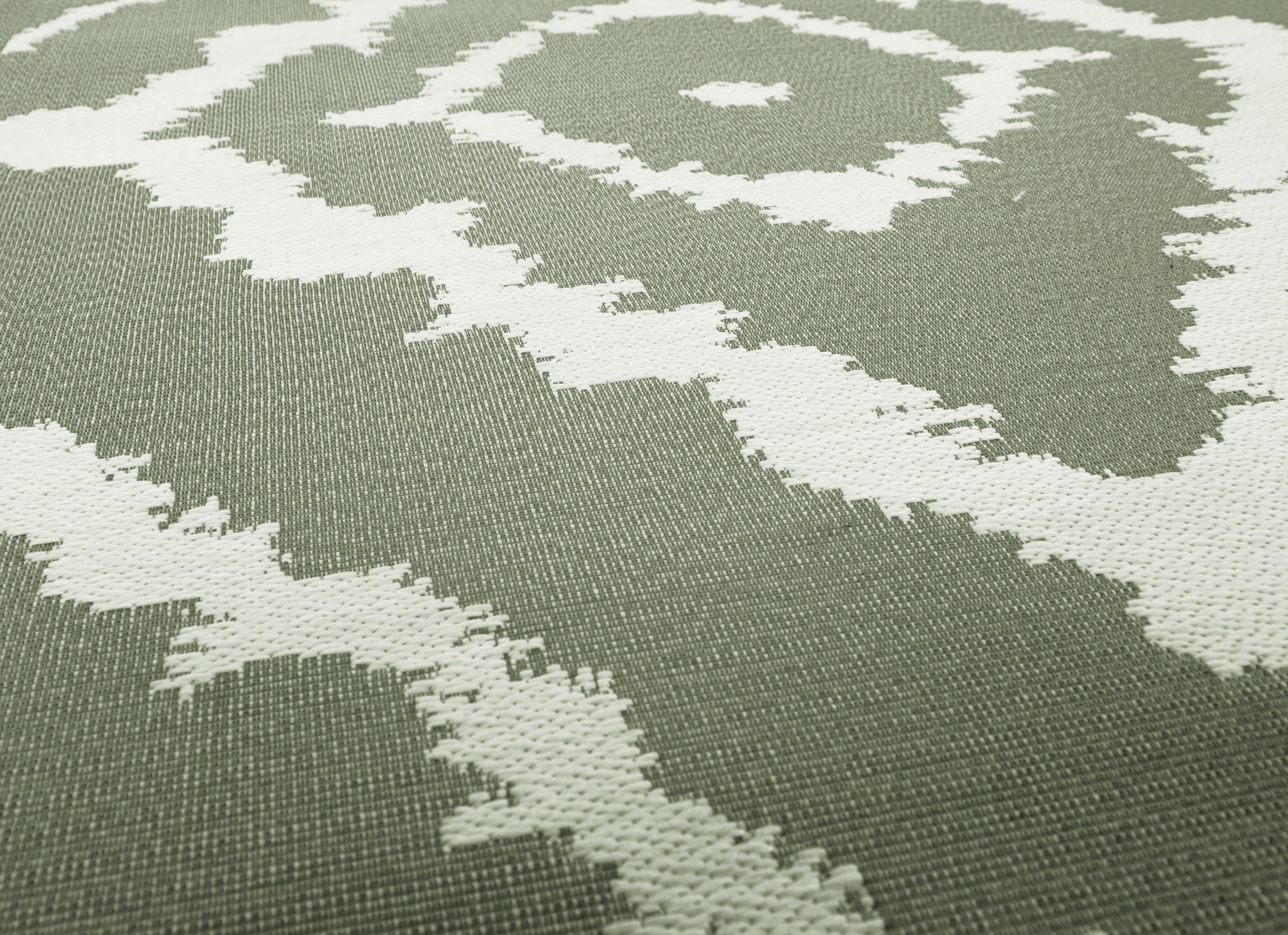 grün geeignet Teppich 3 Pattern, Outdoor und mm, modernes rechteckig, HOME, Rauten In- TOM Garden Flachgewebe, TAILOR Design, Höhe: