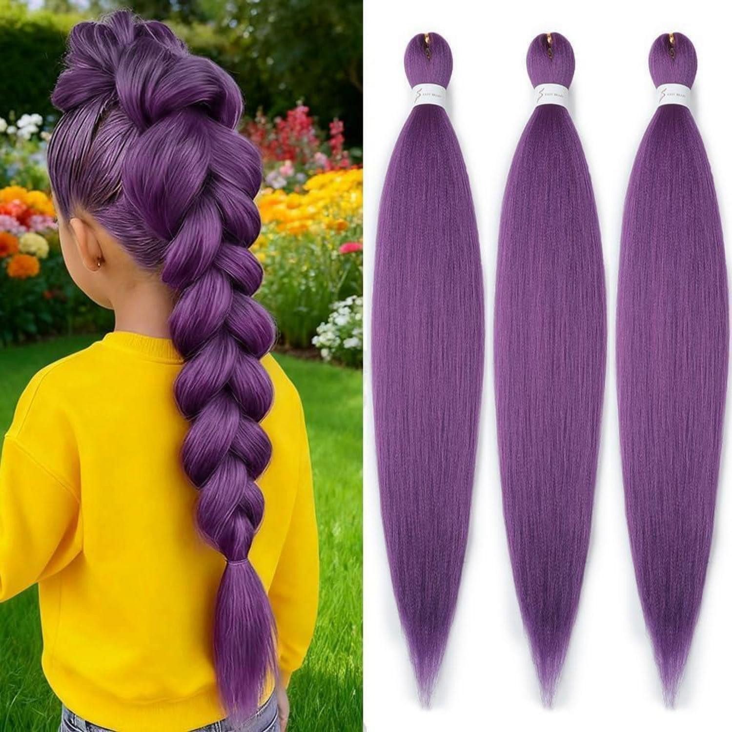 LuxusKollektion Kunsthaar-Extension Braids Kunsthaar Haarverlängerung 50.8cm 20 Zoll 3er pack Lavender