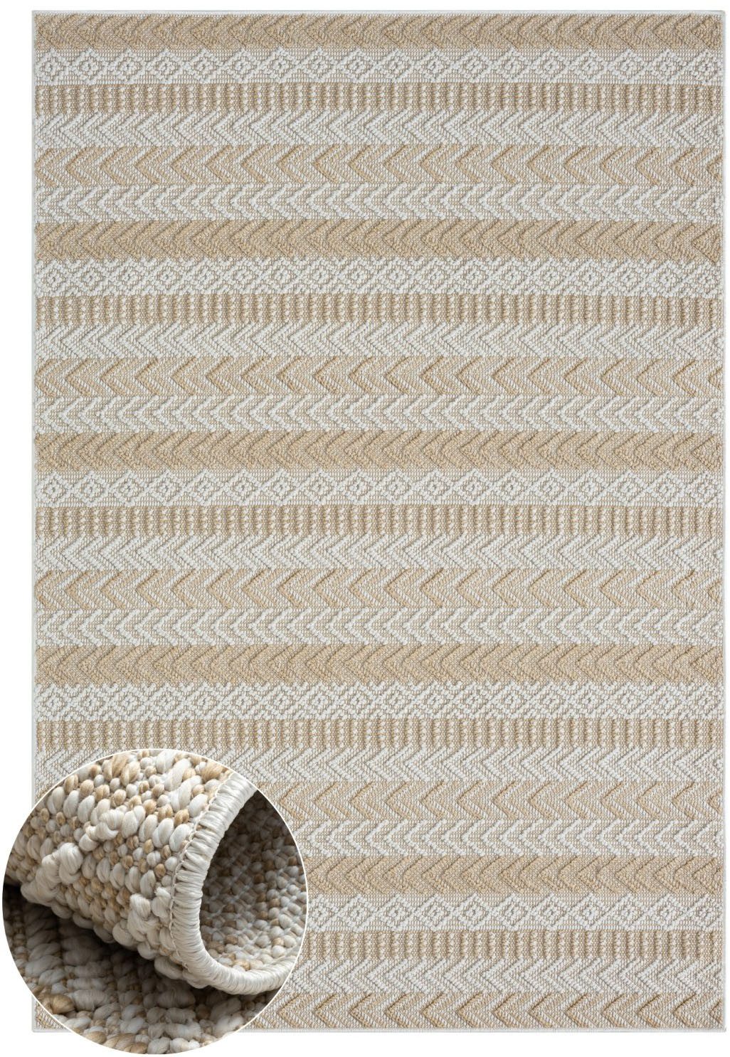 Myflair Möbel & Accessoires Outdoorteppich Piazza, LAGERRÄUMUNG, rechteckig, Höhe: 8 mm, modernes Design, gestreift, In & Outdoor geeignet, Balkon, Terrasse