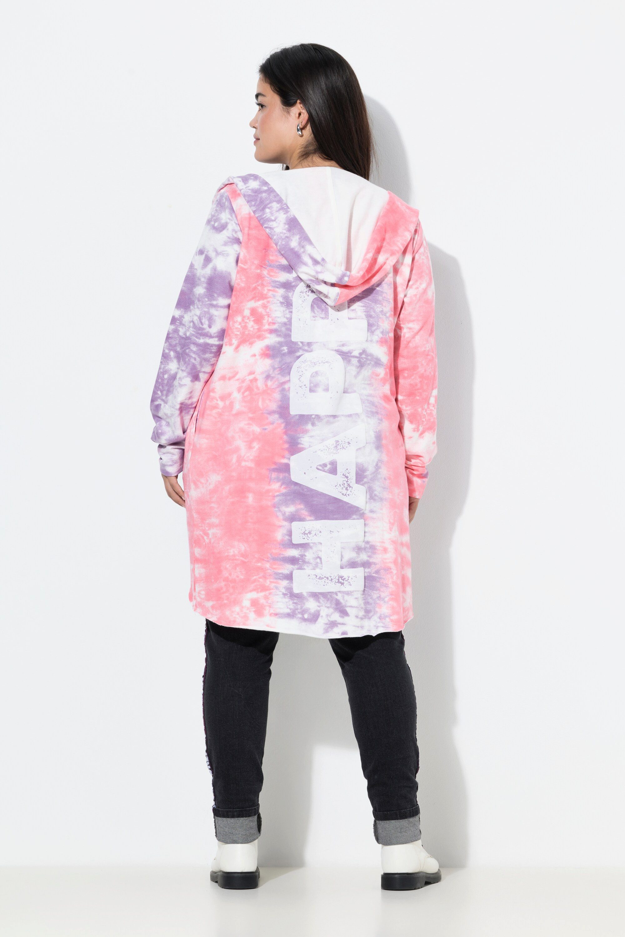 Angel of Style Sweatjacke Sweatjacke offen Batik HAPPY auf dem Rücken