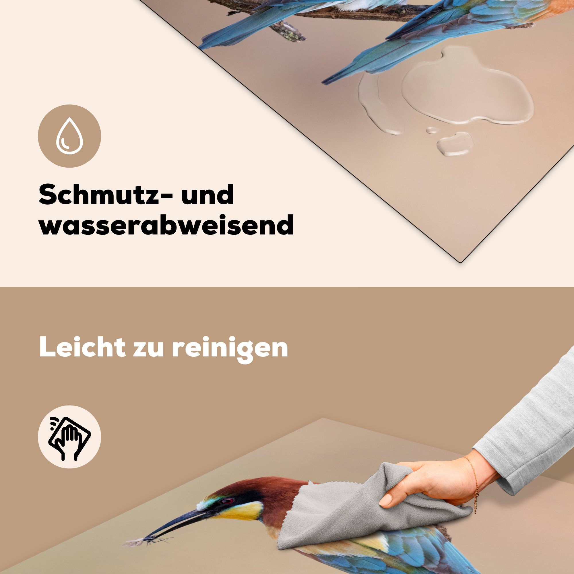 MuchoWow Herdblende-/Abdeckplatte Vogel - Insekt Freunde, küche 78x78 Arbeitsplatte Vinyl, für (1 - tlg), Ceranfeldabdeckung, cm