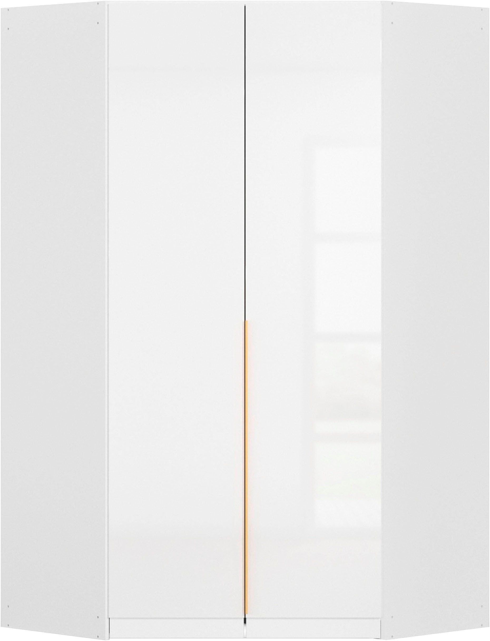 OTTO home Kleiderschrank Mehrzweckschrank Aktenschrank Möbel Mietswohnung Garderobe AGORDO (Breite/Tiefe 117x117 cm, Höhen 210/229 cm, Griffe GOLD-Farben) voll ausgestattet für kleine Räume geeignet MADE IN GERMANY