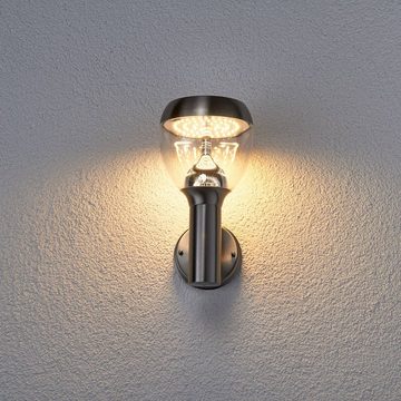 Lindby LED Außen-Wandleuchte Etta, LED-Leuchtmittel fest verbaut, warmweiß, Modern, Edelstahl, Kunststoff, edelstahl, klar, 1 flammig, inkl.
