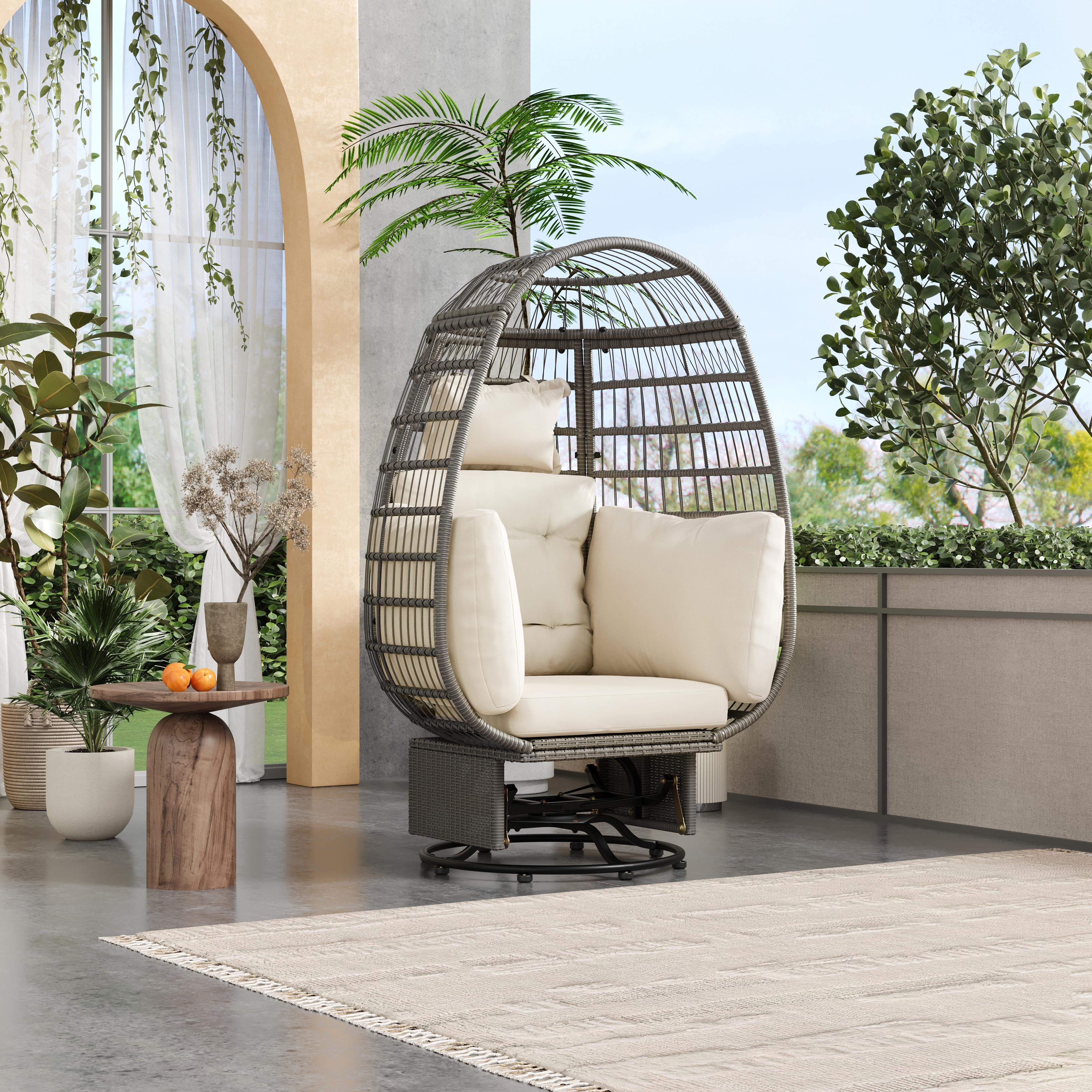 Merax Hängesessel (Rattan geflecht Hängesessel, Eierförmiger günstig online kaufen