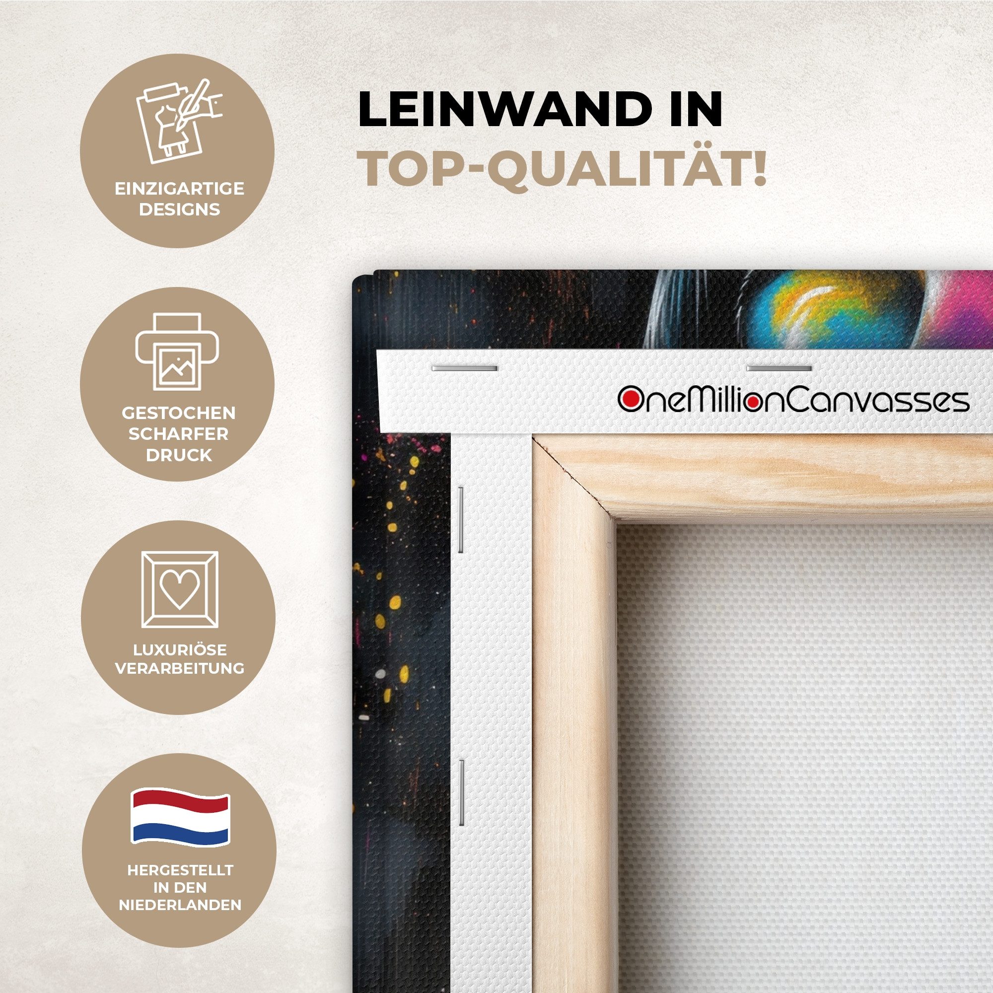 OneMillionCanvasses® Leinwandbild Frau - Gesicht - Farbe - Künstlerisch, Fotodruck (1 St), Leinwand Bilder Klein, Wand Dekoration Aesthetic 30x20 cm