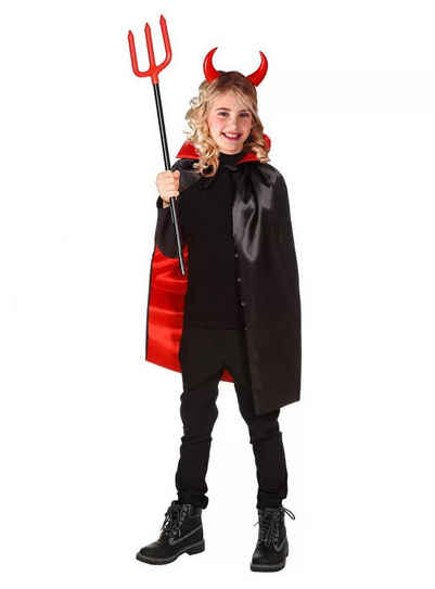 Metamorph Kostüm Teufelkostüm für Kinder 4-teilig mit Umhang, Teufe, Höllisches Teufelkostüm für Mädchen und Jungen mit allem was du br