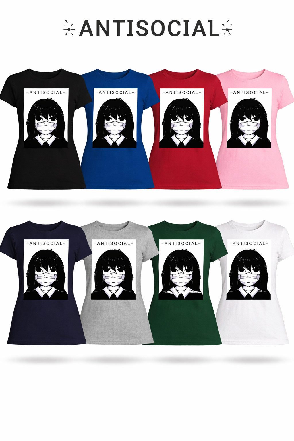T-Shirt Süßes Anime Manga Japan Goth Punk Antisocial Damen Shirt Motiv