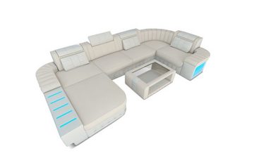 Sofa Dreams Wohnlandschaft Stoffsofa Couch Bellagio U Form Stoff Polster Sofa, mit LED, wahlweise mit Bettfunktion als Schlafsofa, Designersofa