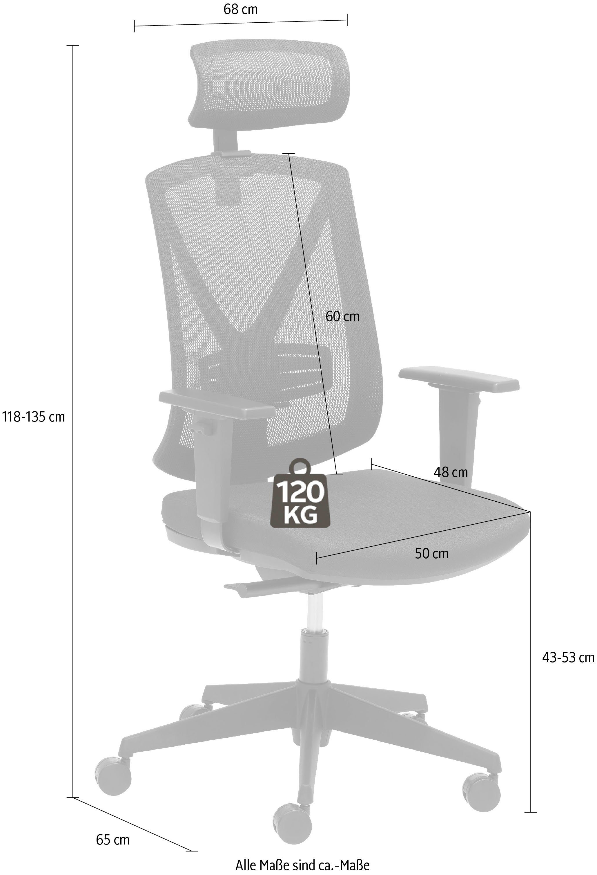 Mayer Sitzmöbel Chefsessel myWIZARD (1 St), höhenverstellbarer Kopfstütze & Armlehnen, Lordosestütze