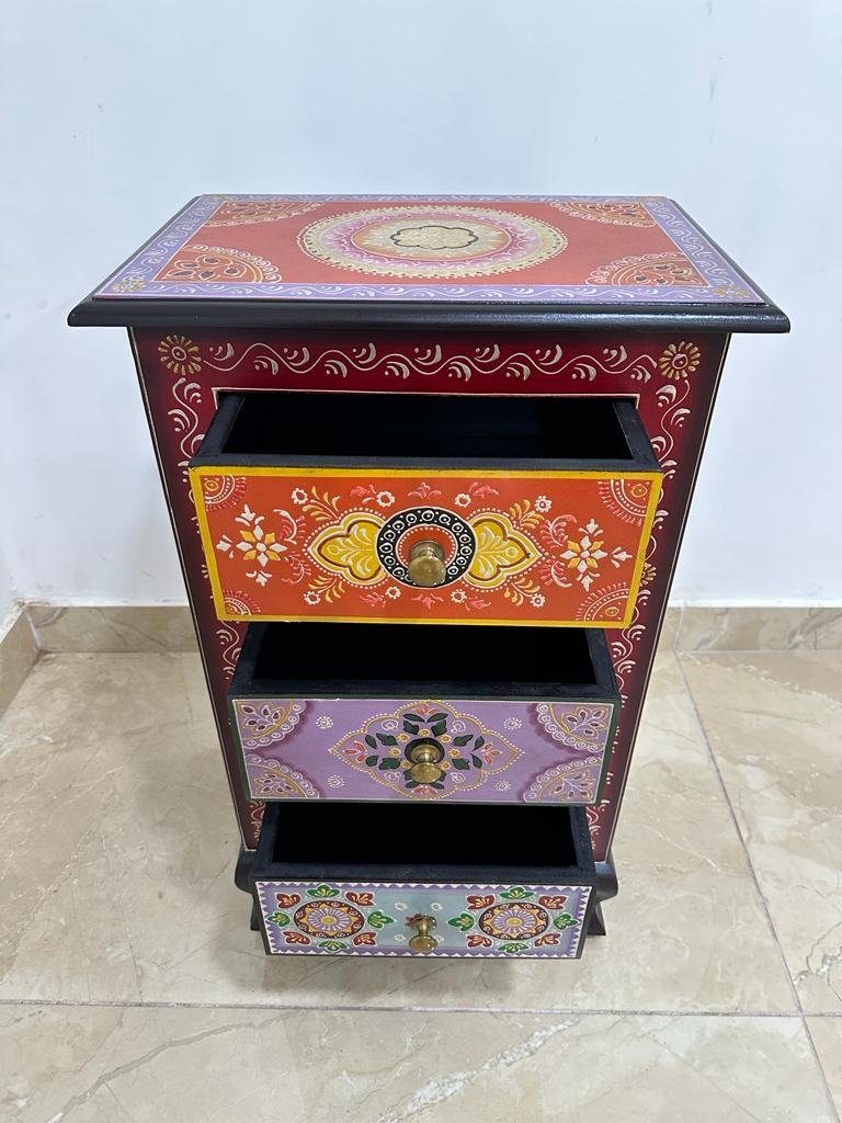 Kommode Mehrzweckschrank 75 Bunt Handarbeit Schubladen Daya Galerie mit Indien Oriental cm