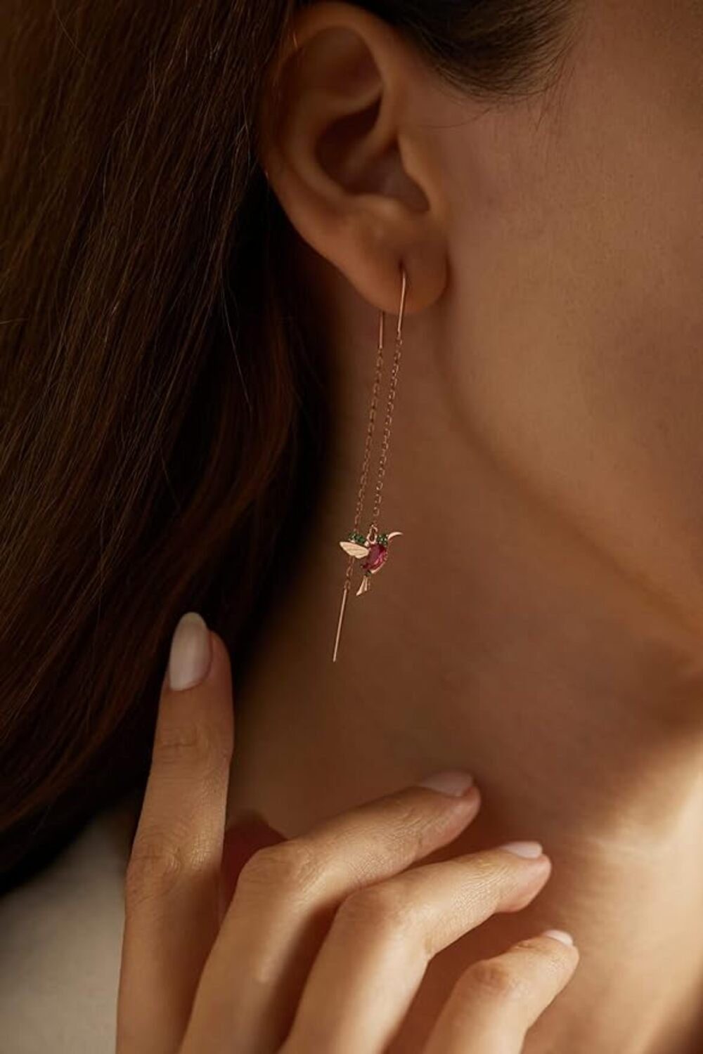 Einzelstück Kette mit Anhänger Einzelstück Kolibri Halskette, 925 Sterling Silber