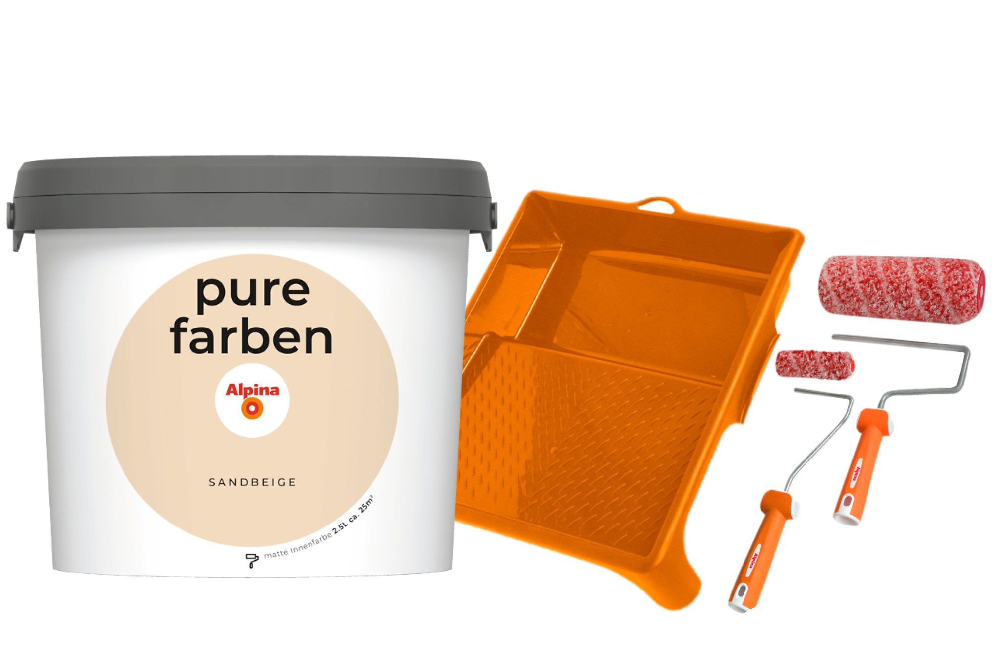 Alpina Wandfarbe - SET - Pure Цвета 2,5 Liter + Roller-Set inkl. Farbwanne