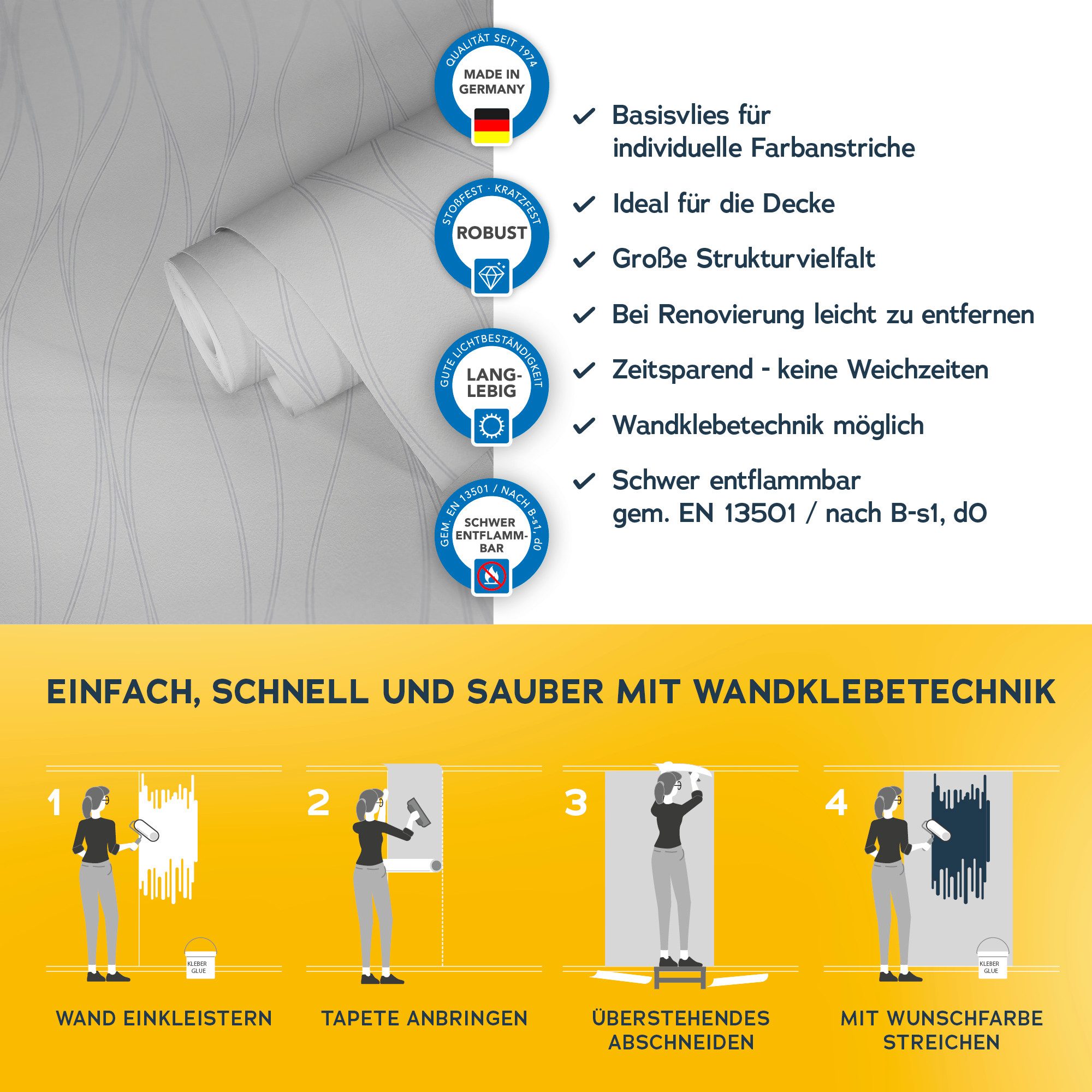 A.S. Création Vliestapete Meistervlies, strukturiert, gestreift, Streifen, mehrfarbig, Struktur Tapete Streifen Überstreichbar Tapeten Wohnzimmer Flur Design