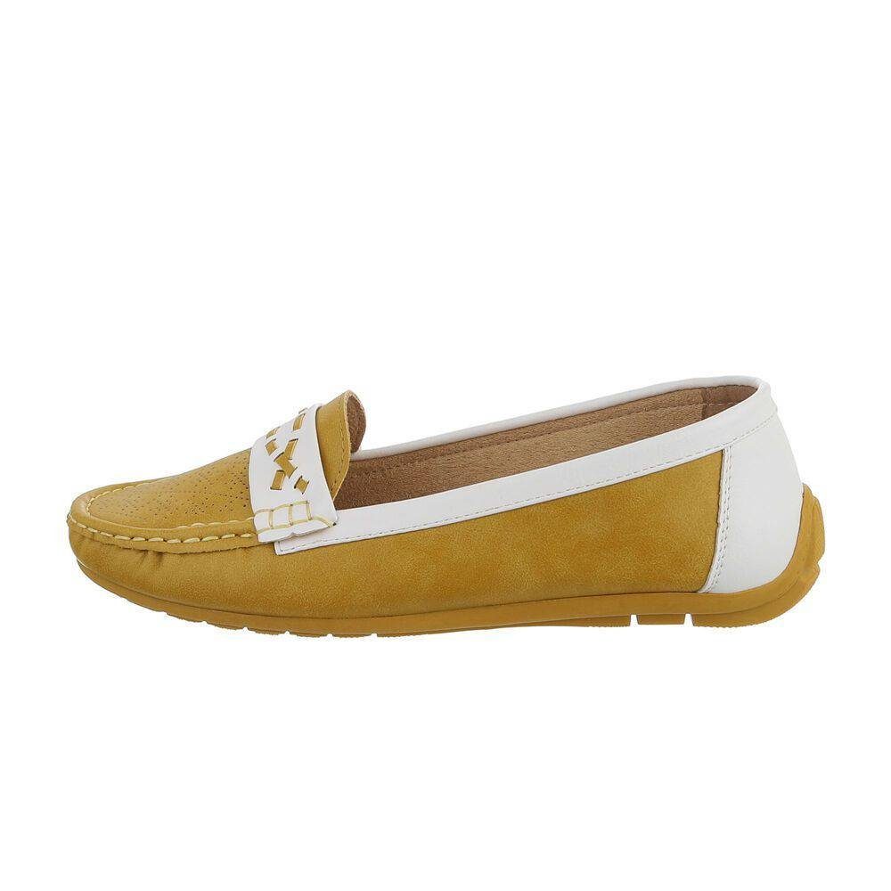 Ital-Design Damen Mokassins Freizeit Slipper Flach Mokassins in Gelb