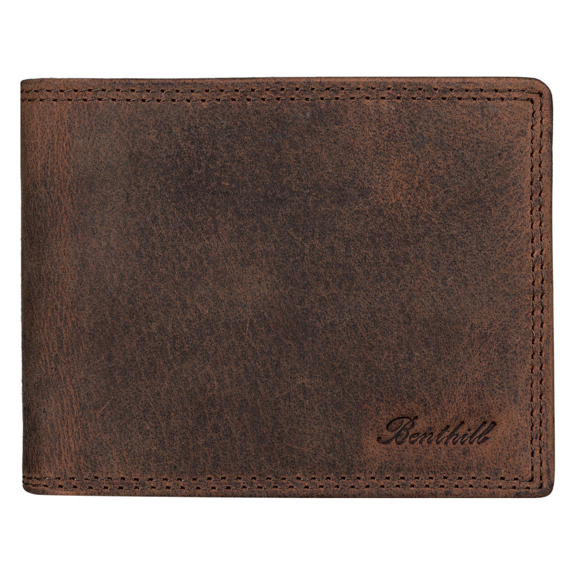 Benthill Geldbörse Herren Echtleder RFID Portemonnaie Slim Gelbeutel Vintage Leder, RFID-Schutz Kartenfächer Münzfach – Bild 2 von 5