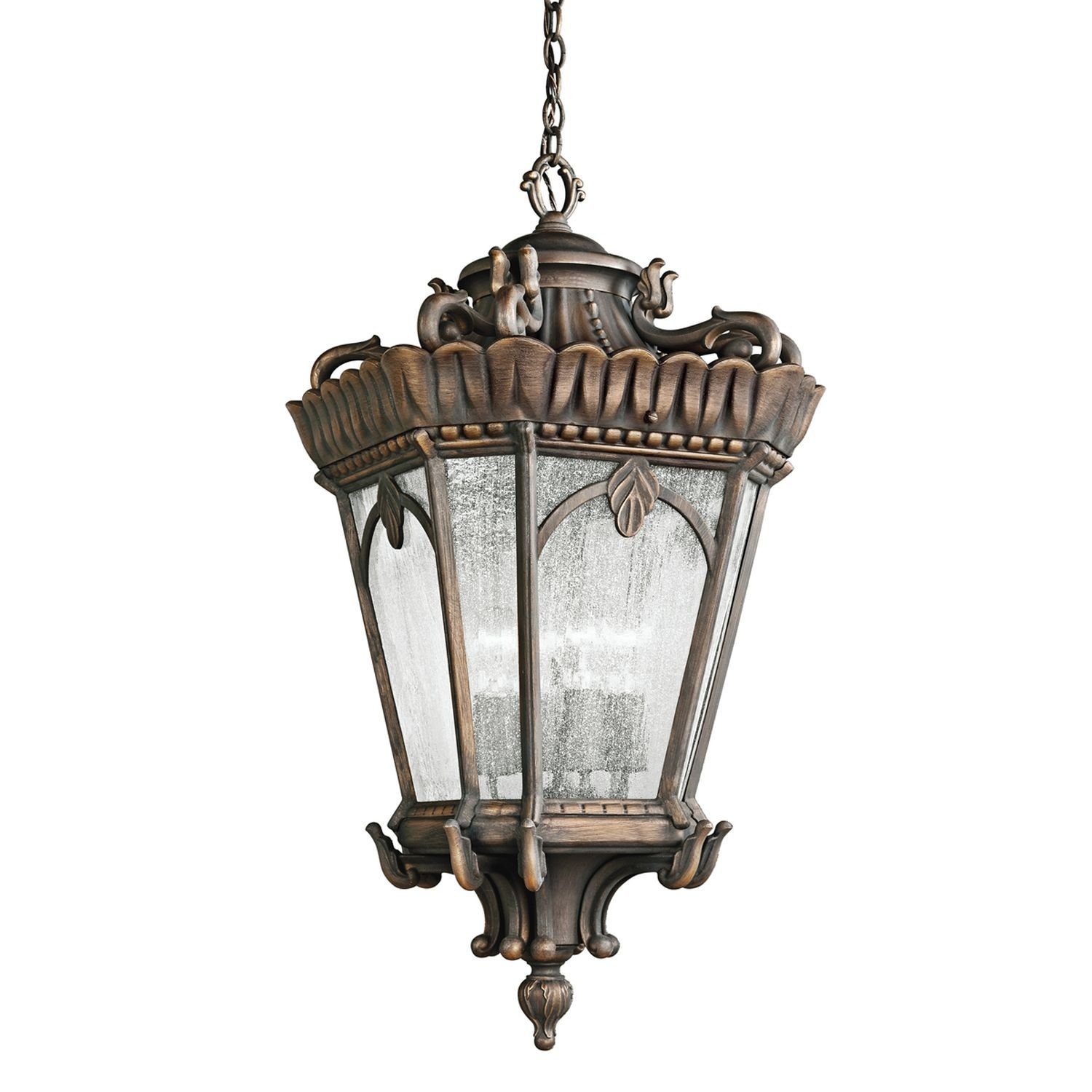 Licht-Erlebnisse Außen-Deckenleuchte AMELIA, ohne Leuchtmittel, Hängeleuchte außen IP23 Braun E27 Glas Aluminium Vintage Pendelleuchte