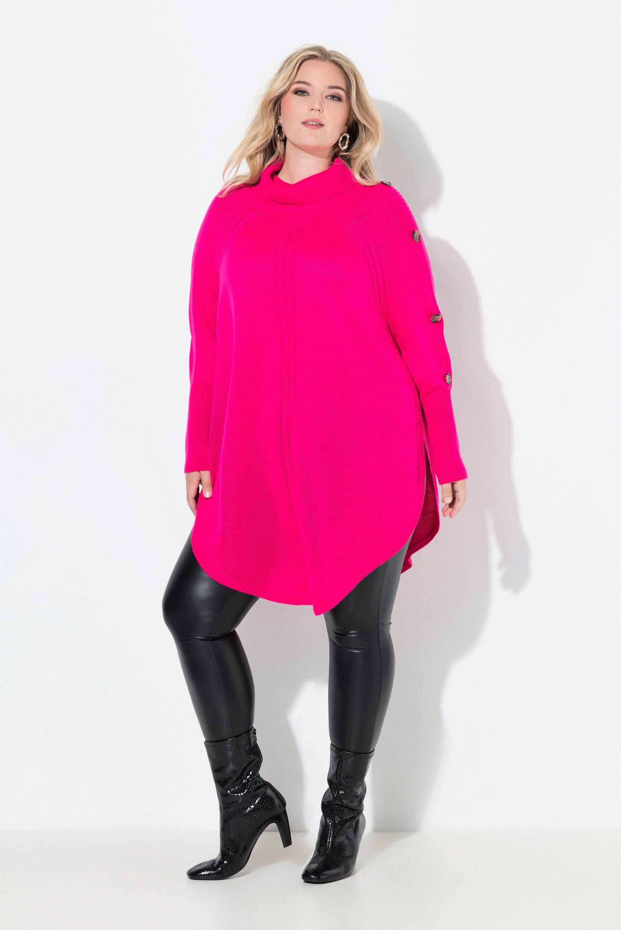 MIAMODA Pullunder Pullover Poncho-Style Zopfmuster Zipfelsaum günstig online kaufen