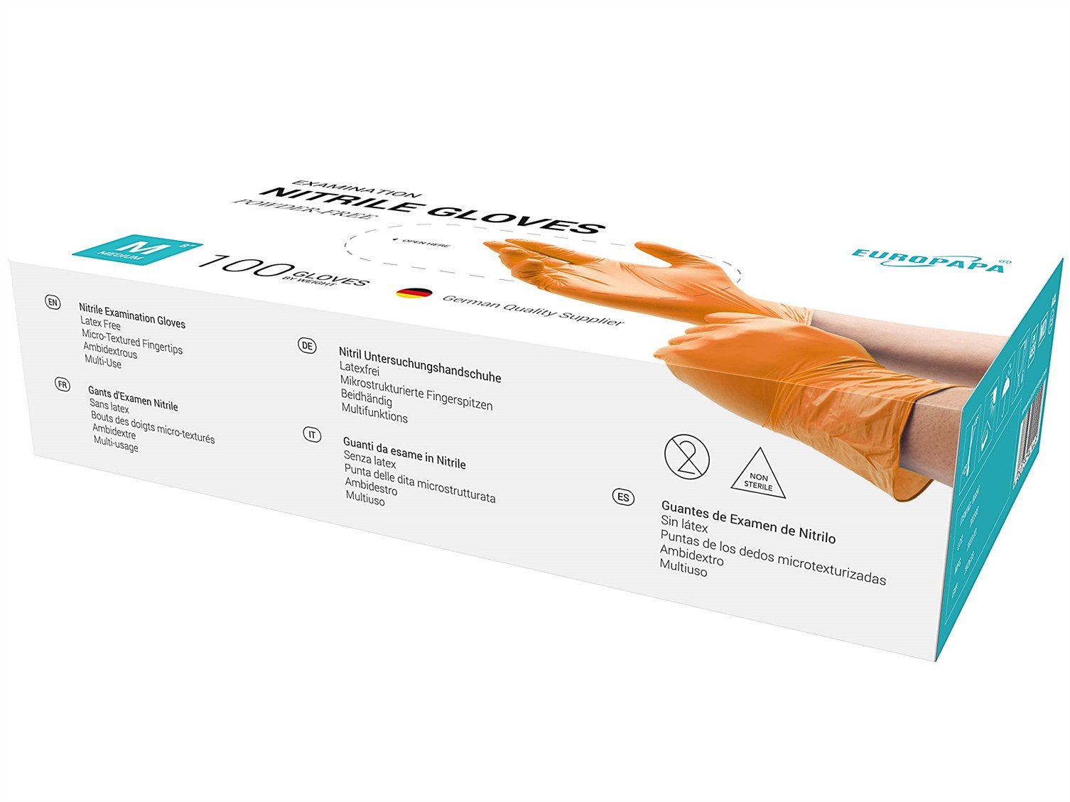 EUROPAPA Nitril-Handschuhe 500x Nitrilhandschuhe Einweghandschuhe (latexfrei, puderfrei) puderfrei, latexfrei