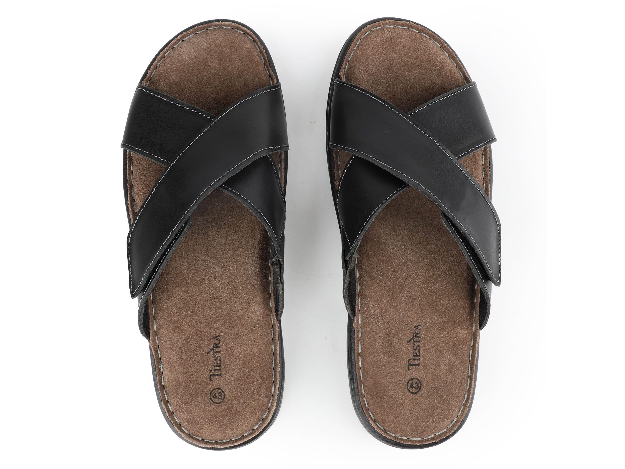 TIESTRA Herren Leder-Sandalen mit Klettverschluss,Offener Zeh,Weiche günstig online kaufen