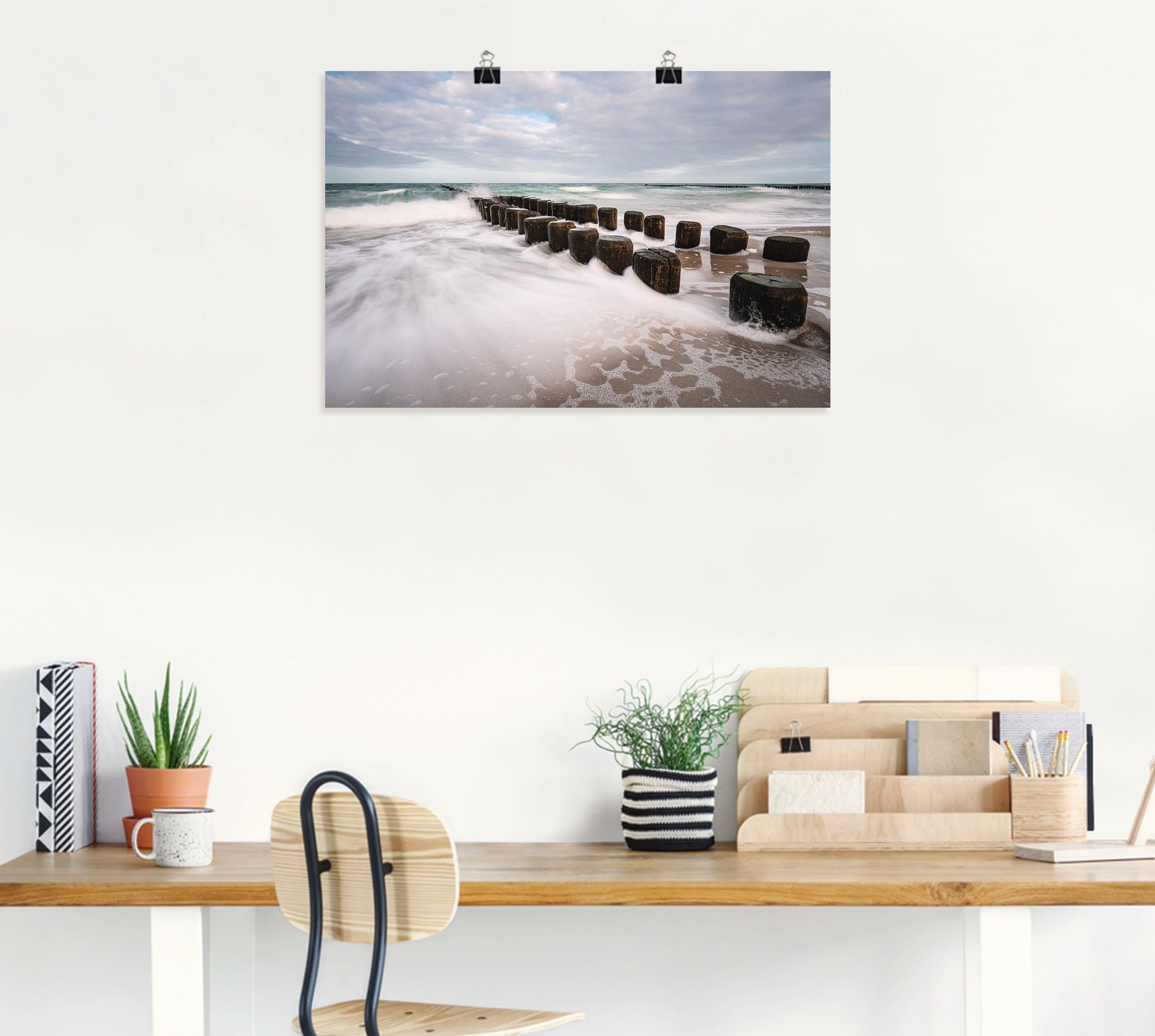 Artland Wandbild »Buhnen an Ostsee an stürmischen Tag«, Küstenbilder (1 Stück), in vielen Größen & Produktarten - Alubild / Outdoorbild für den Außenbereich, Leinwandbild, Poster, Wandaufkleber / Wandtattoo auch für Badezimmer geeignet-HomeTrends