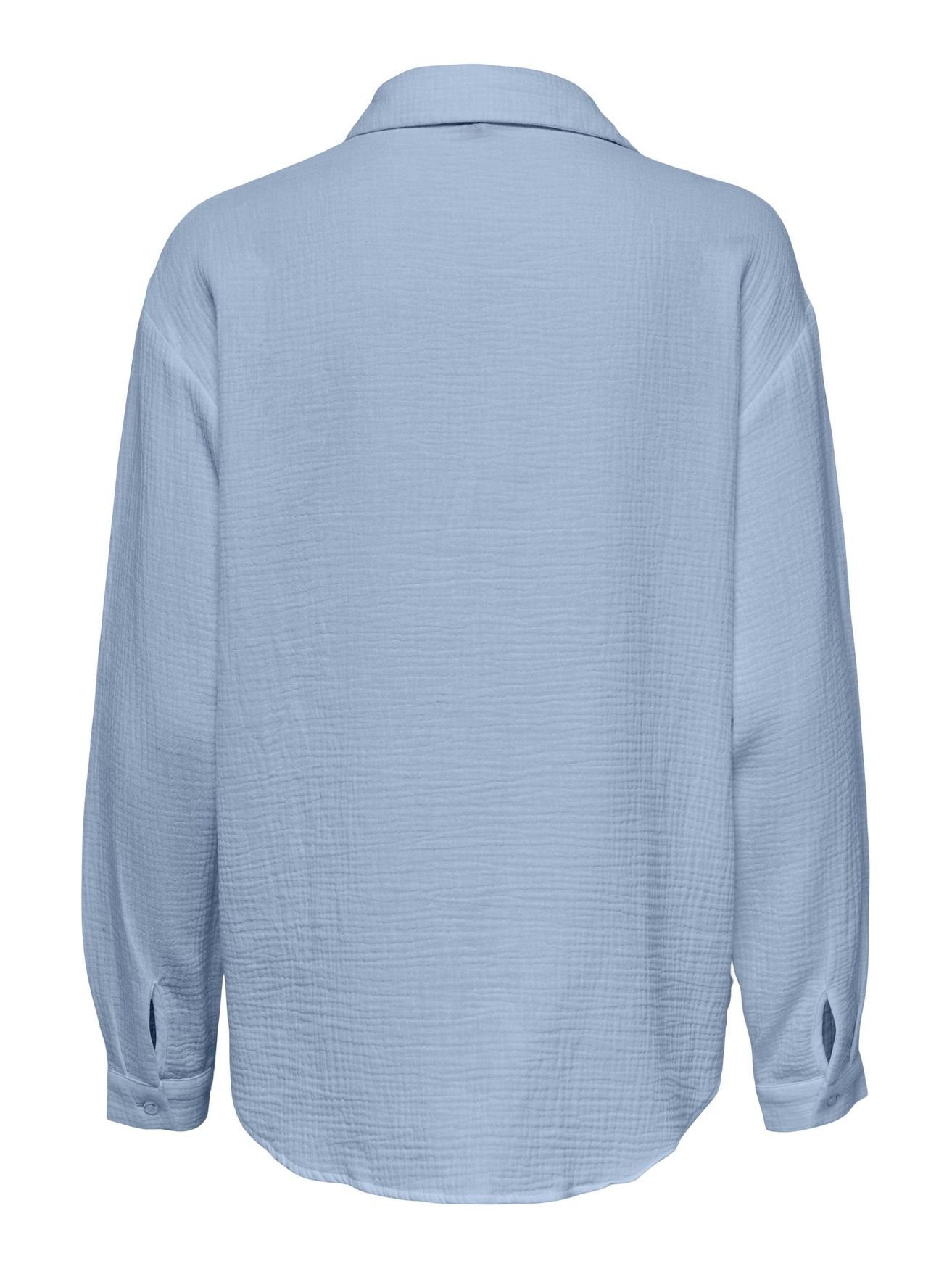 JACQUELINE Blusenshirt 4944 de Knitteroptik Hemd in in YONG Langarm Elegantes JDYTHEIS Blau Bluse