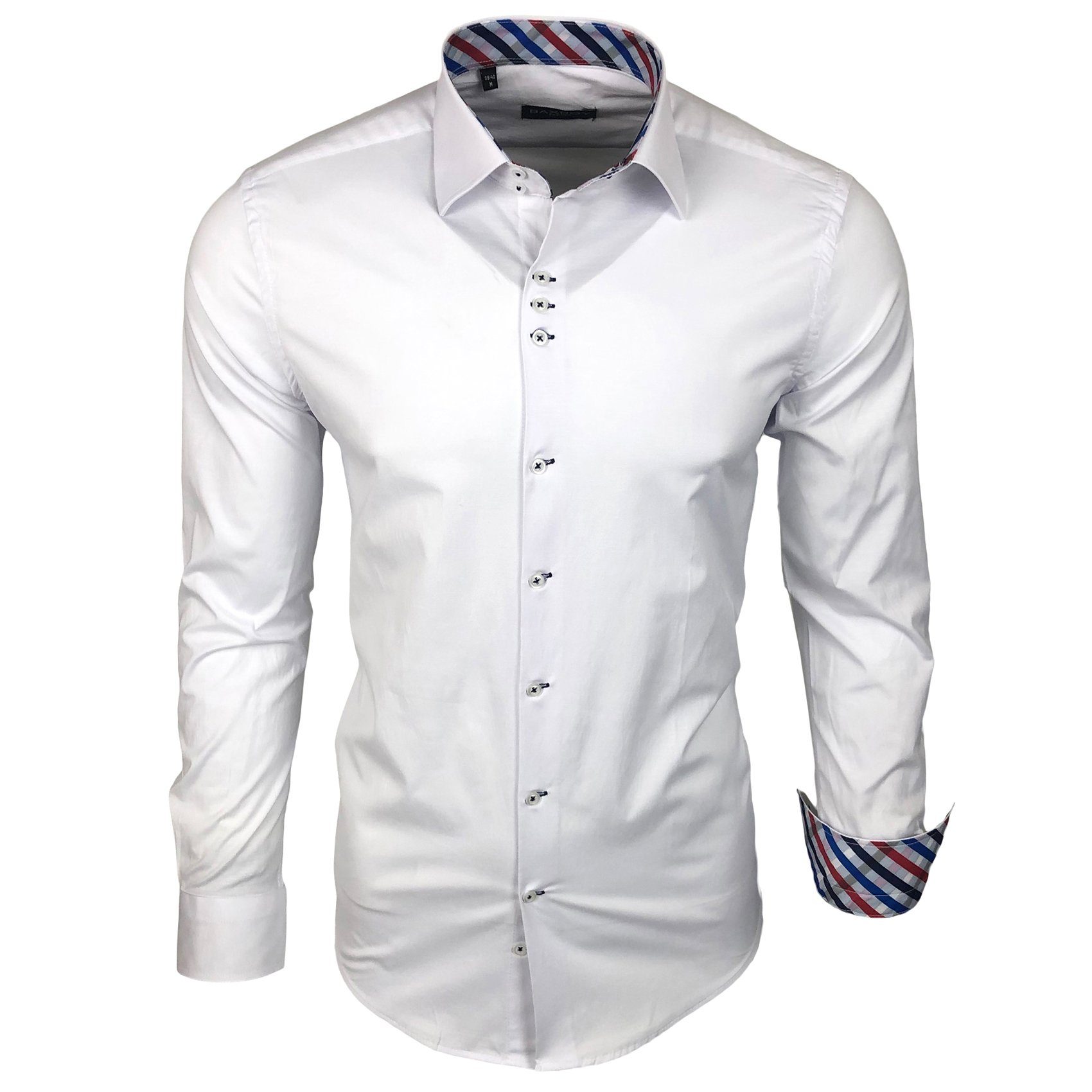 Langarmhemd Baxboy Herren Kariert Hemd Kentkragen Langarm Business Karohemd B-501