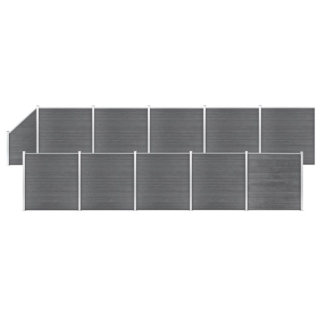 Gartentor WPC Zaun-Set 10 Quadrate 1 Schräge 1830x186 cm Grau