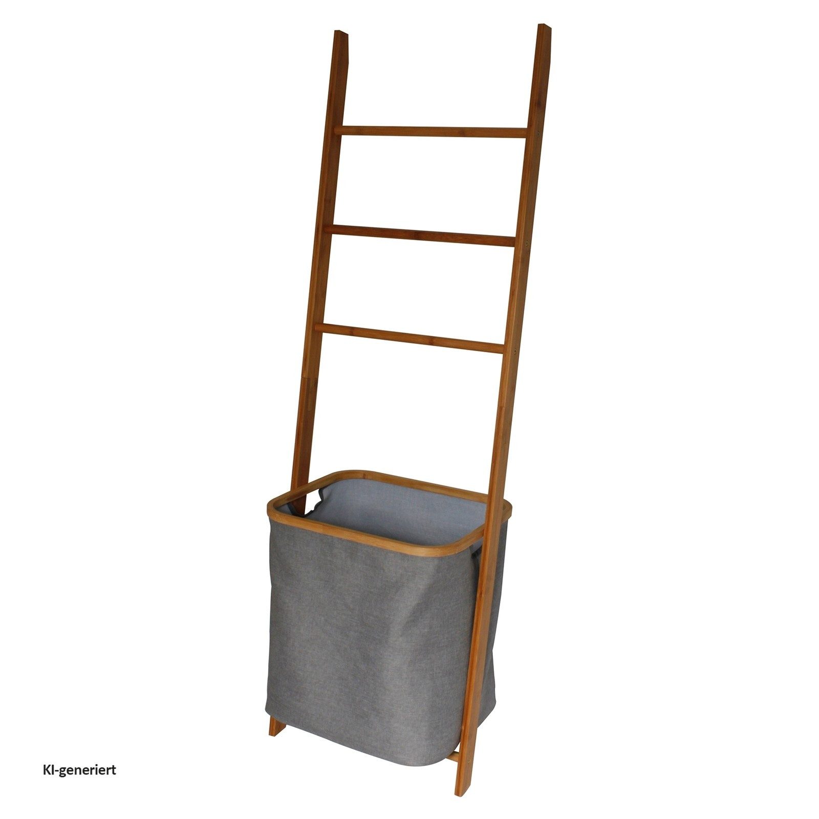 HTI-Line Handtuchhalter Handtuchleiter Bambus, Handtuchhalter 3 Sprossen mit Wäschesack