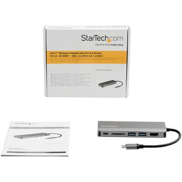 Startech.com Laptop-Dockingstation STARTECH.COM USB C Multiport Adapter mit HDMI - 4K - SD Leser - 2x USB