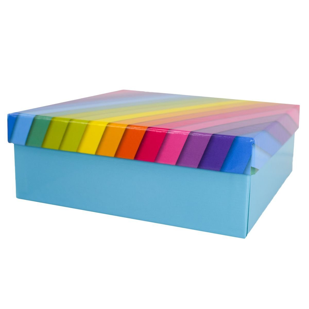 Out of the Blue Stapelbox Geschenkkarton in verschiedenen Größen hellblau mit Regenbogen, mit abnehmbaren Deckel